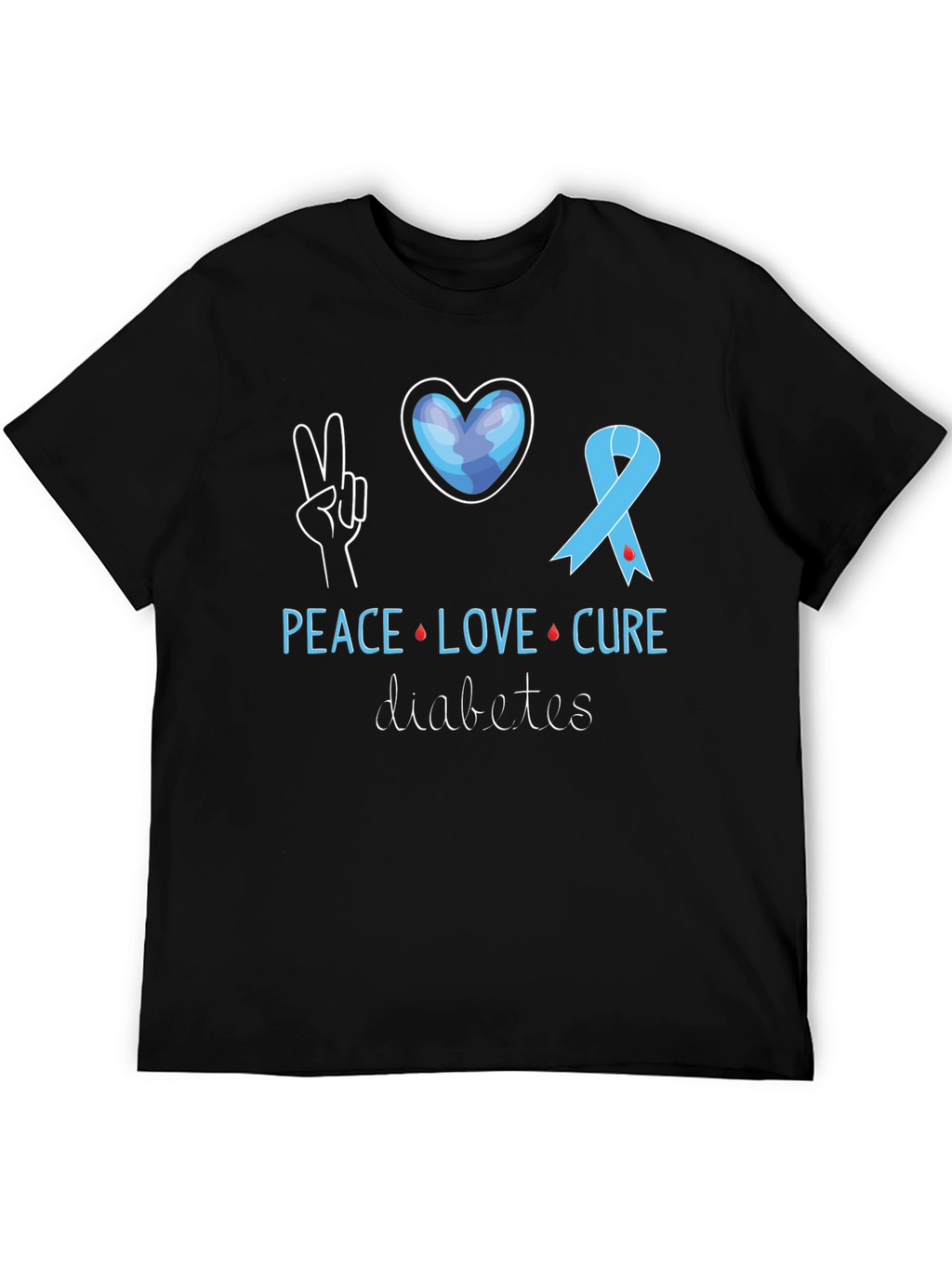 Peace Love Cure Diabetes Awareness T-Shirt