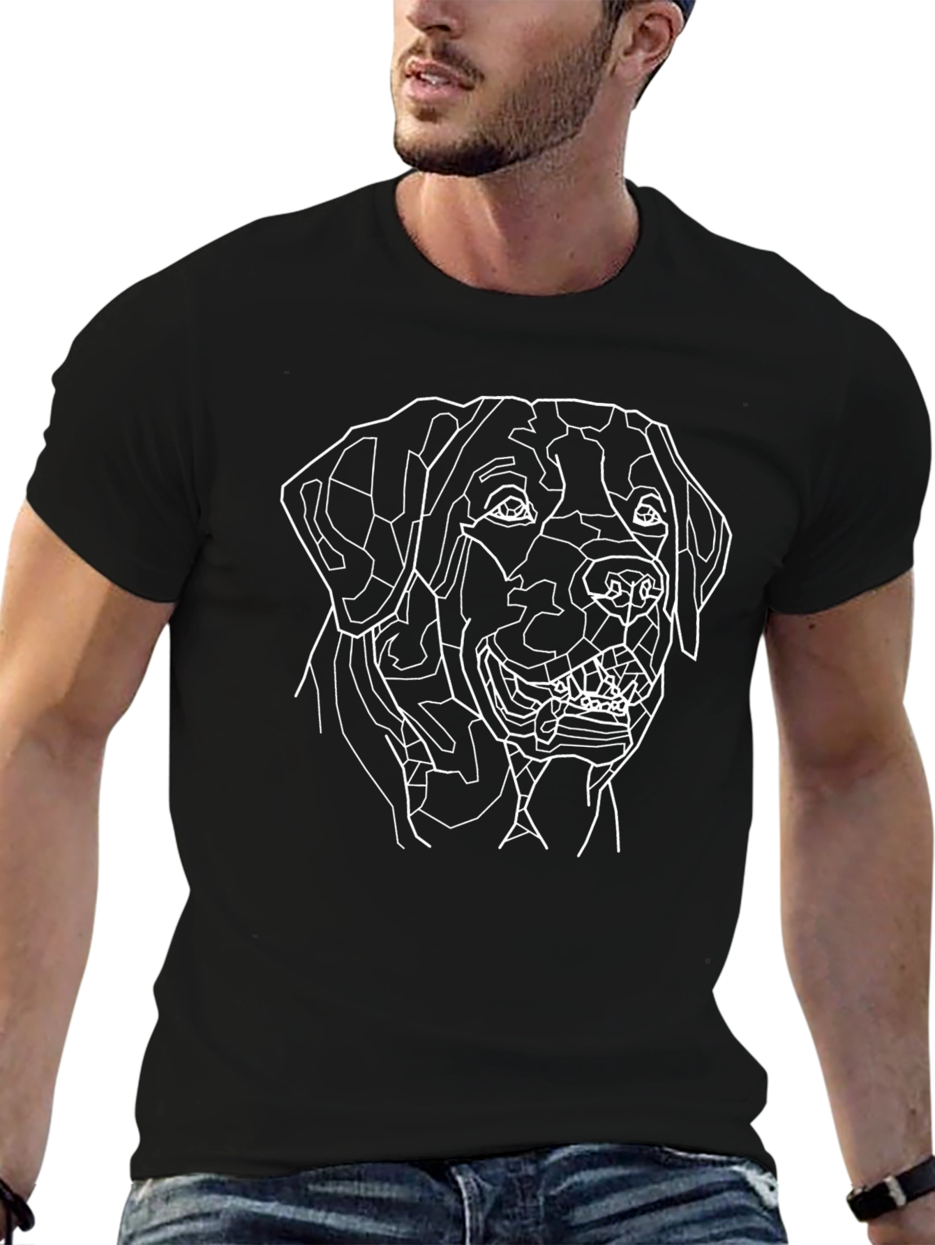 Geometric Dog Graphic Tee - Modern Canine Art