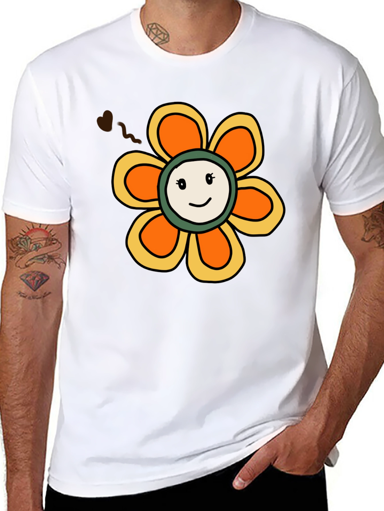 Retro Smiley Face Flower Graphic T-Shirt