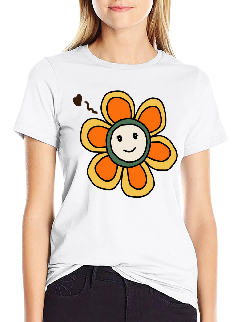 Retro Smiley Face Flower Graphic T-Shirt