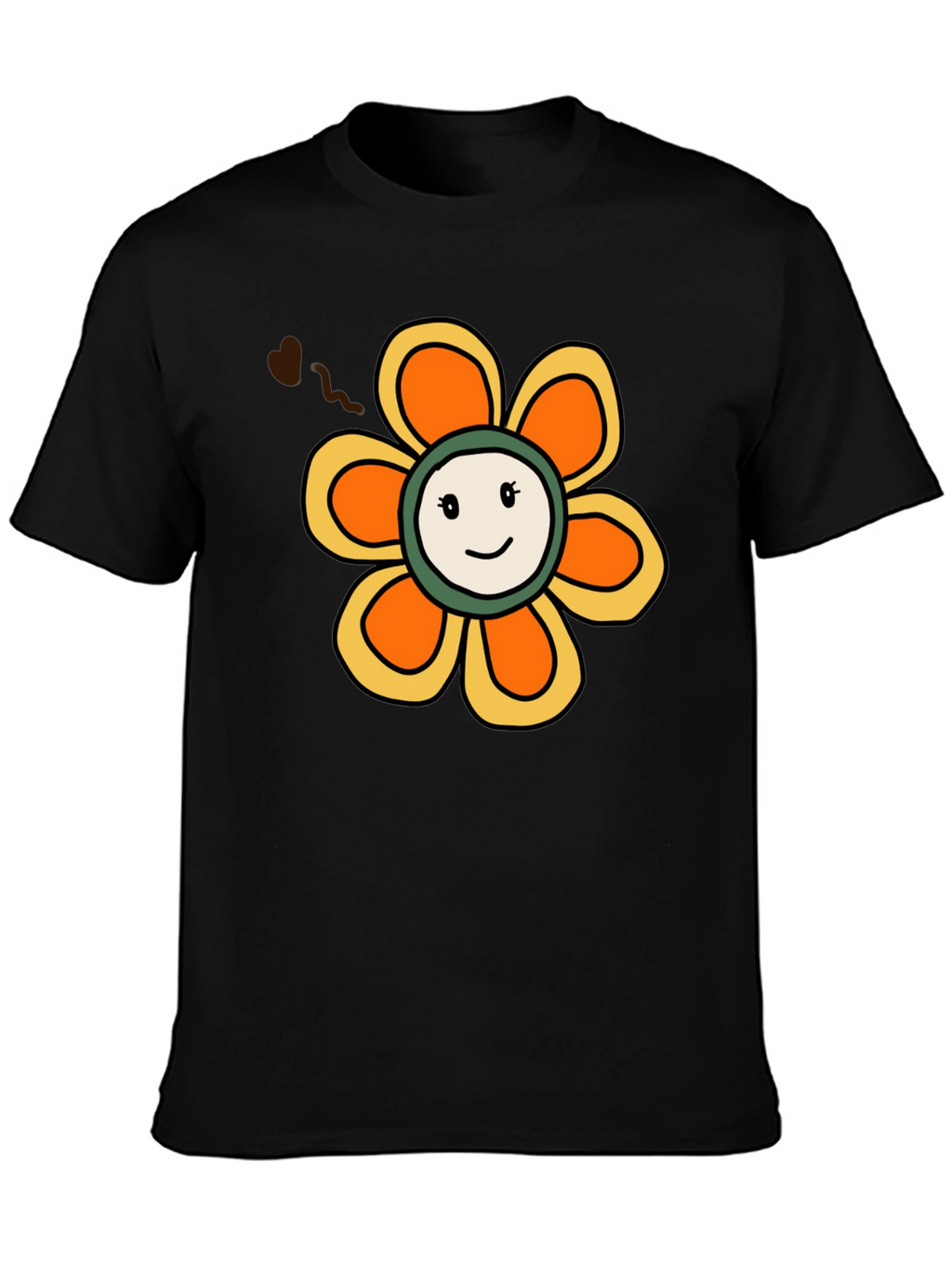 Retro Smiley Face Flower Graphic T-Shirt