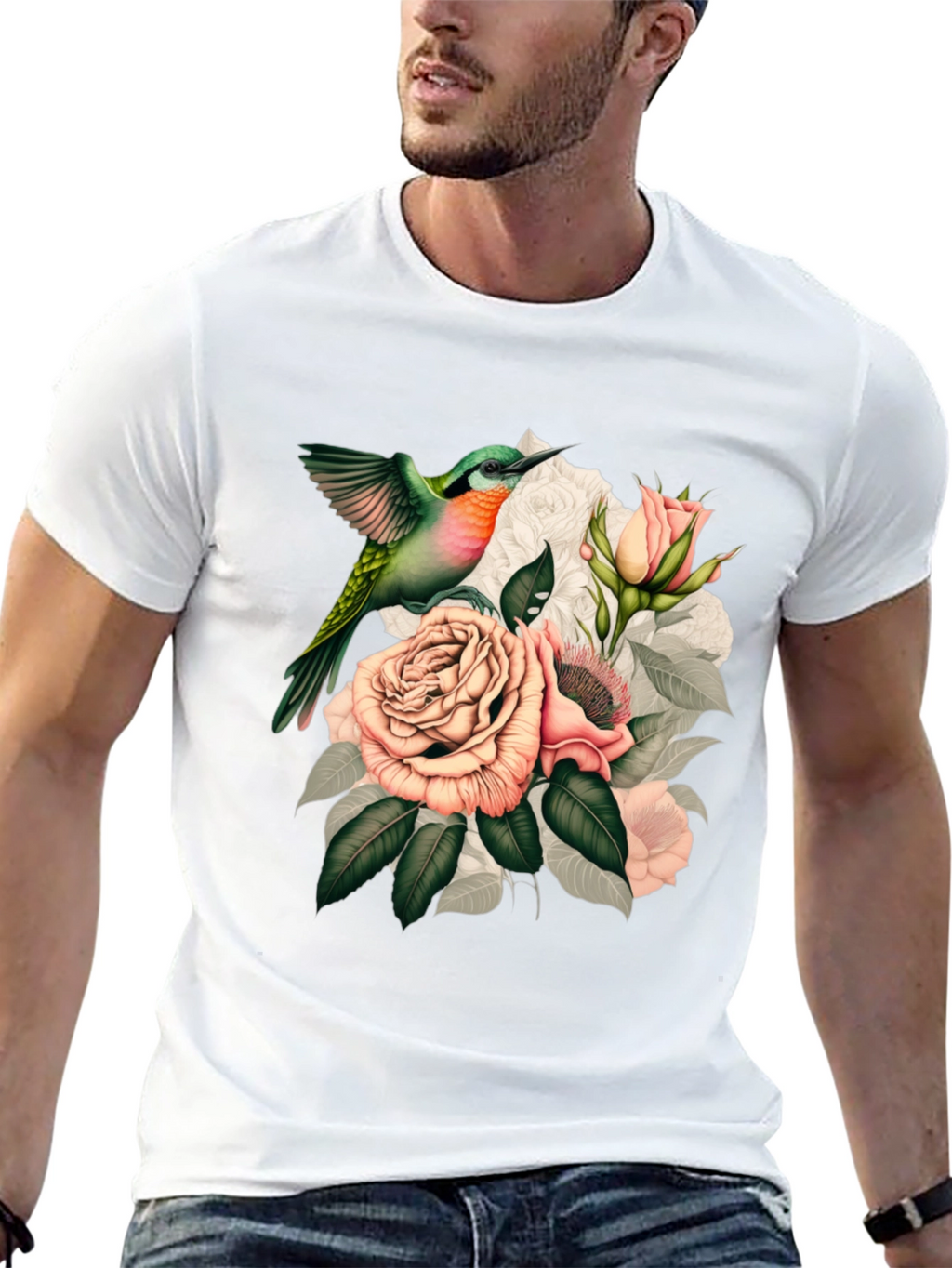 Hummingbird & Roses Graphic T-Shirt