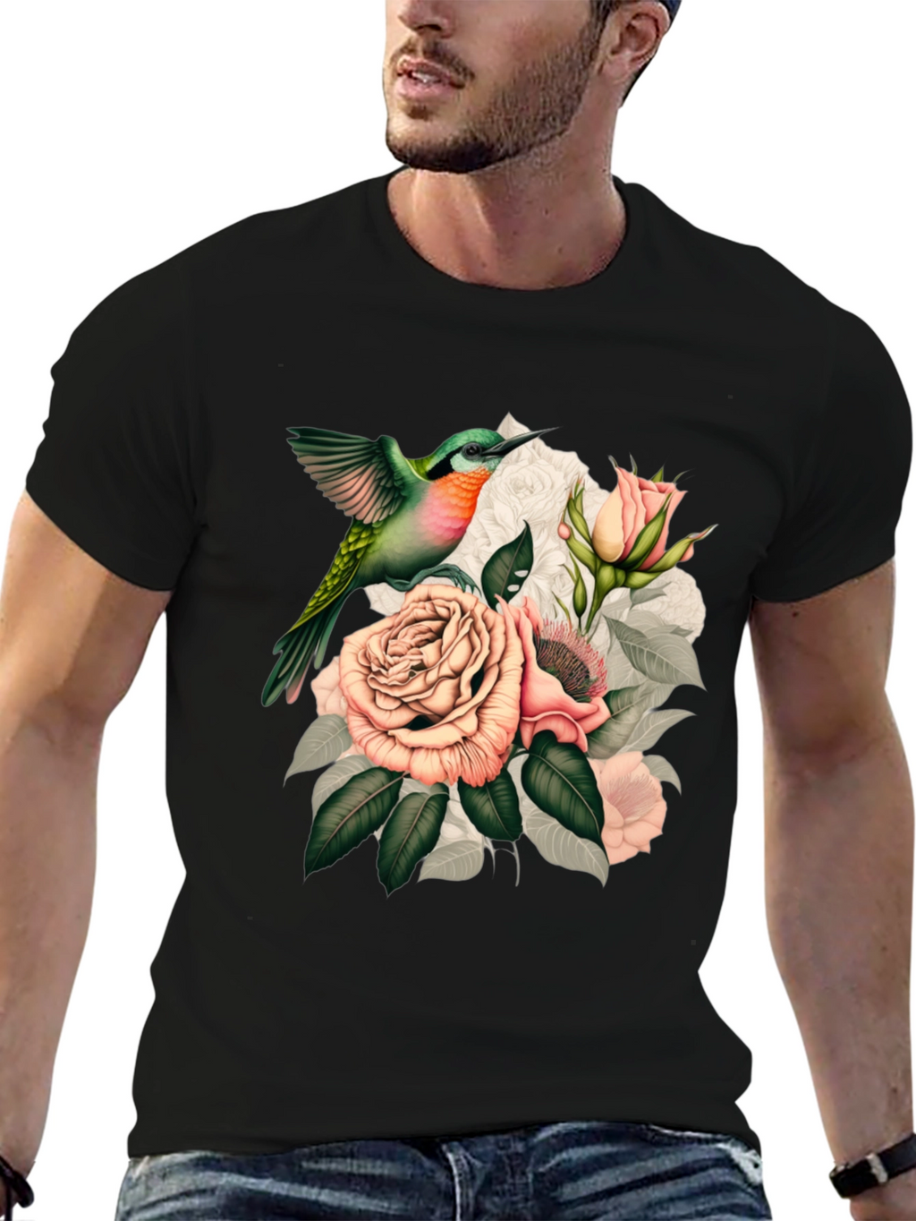 Hummingbird & Roses Graphic T-Shirt