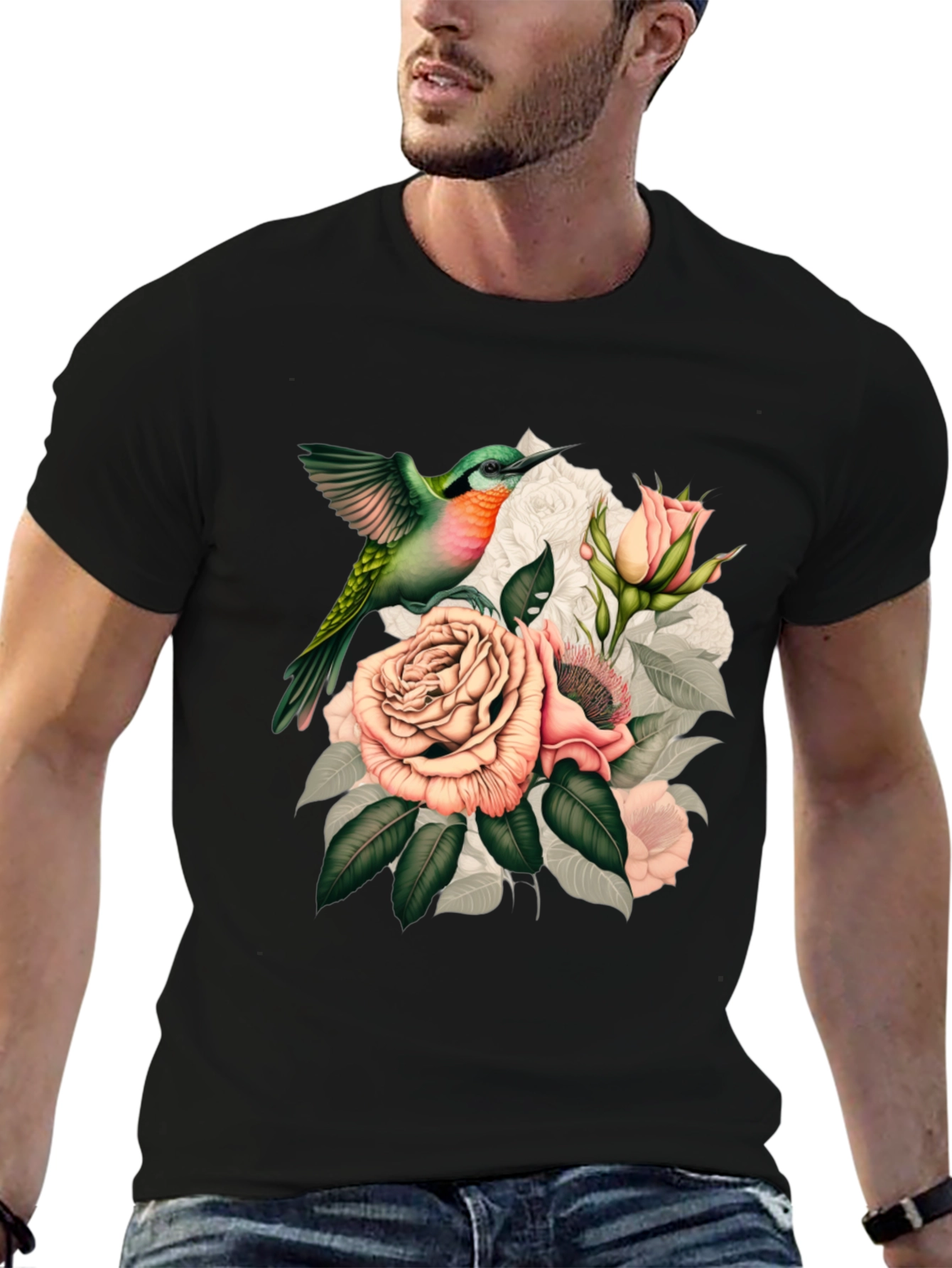 Hummingbird & Roses Graphic T-Shirt