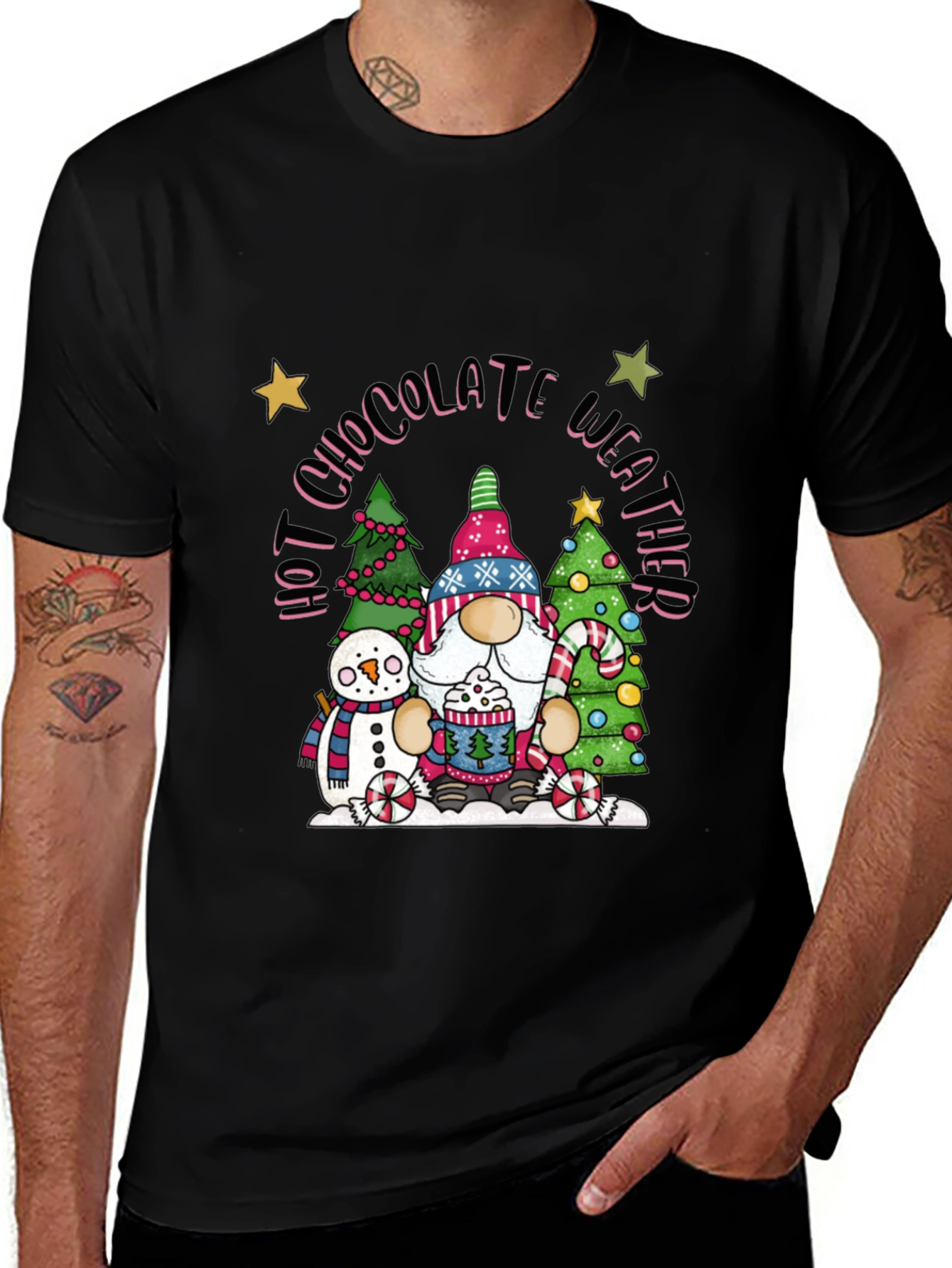 Hot Chocolate Weather Gnome T-Shirt - Winter Holiday Tee