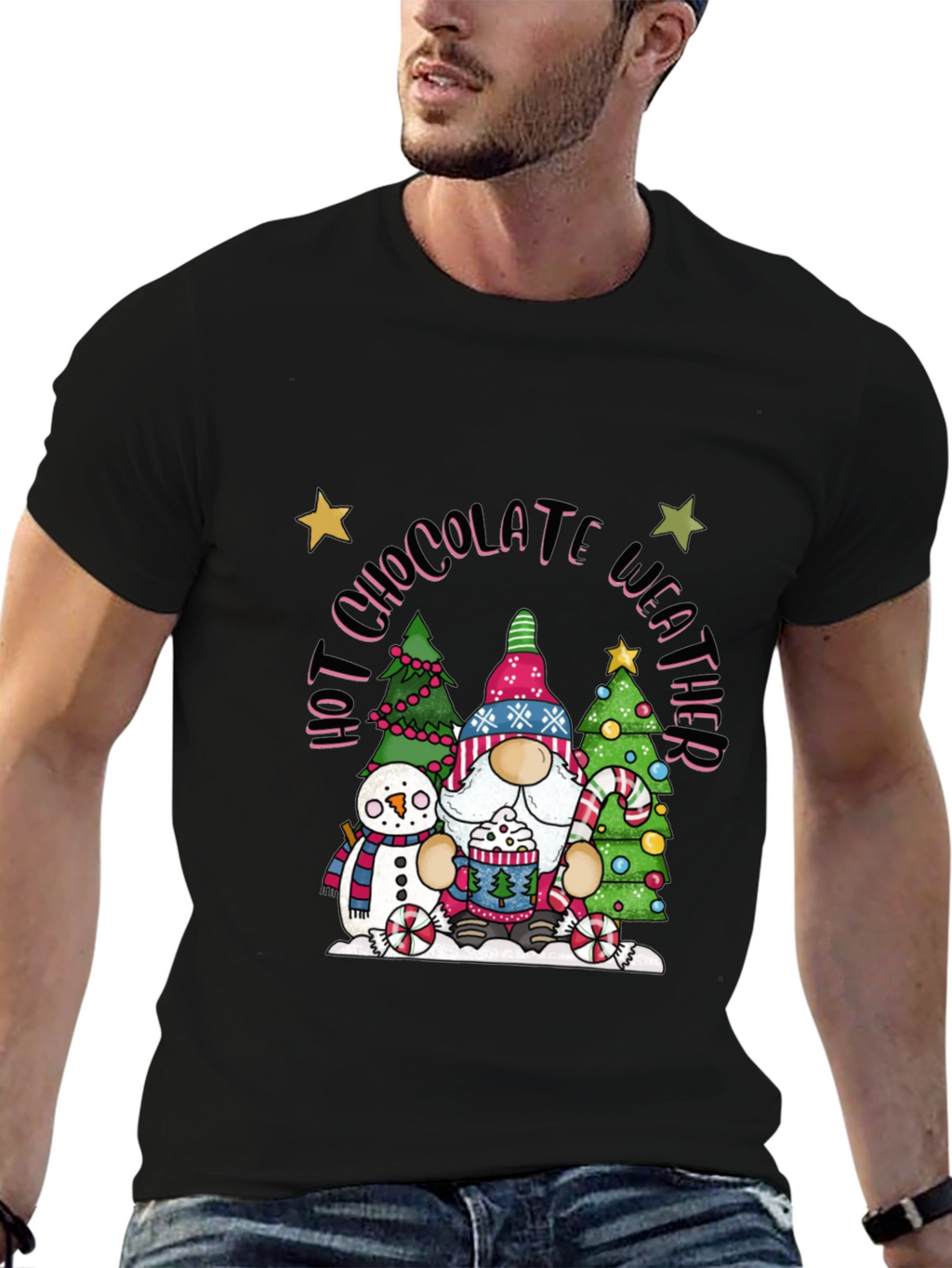 Hot Chocolate Weather Gnome T-Shirt - Winter Holiday Tee