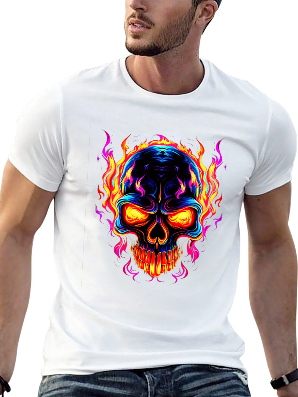 Flaming Skull Graphic Black T-Shirt