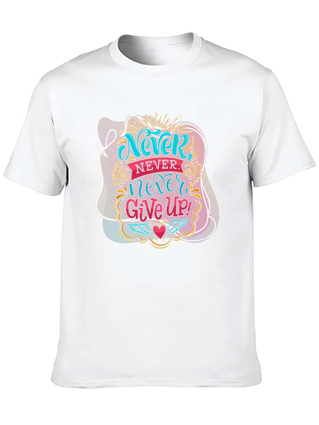 Never Give Up Graphic Tee - Motivational Black T-Shirt