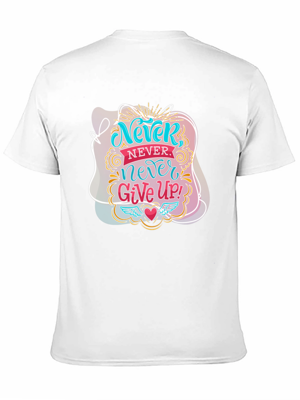 Never Give Up Graphic Tee - Motivational Black T-Shirt