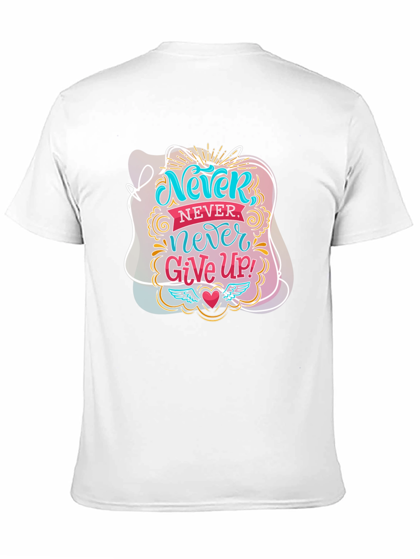 Never Give Up Graphic Tee - Motivational Black T-Shirt