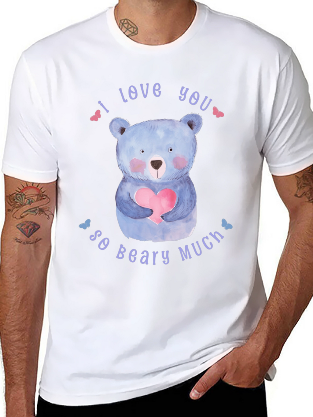I Love You So Beary Much Black T-Shirt