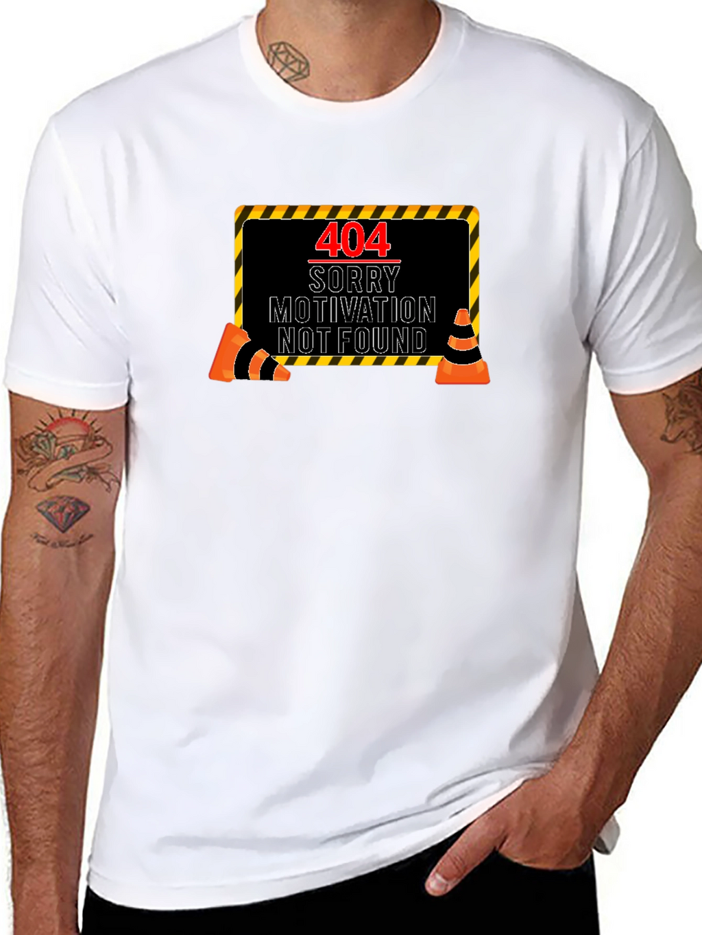 404 Motivation Not Found Black Graphic Tee