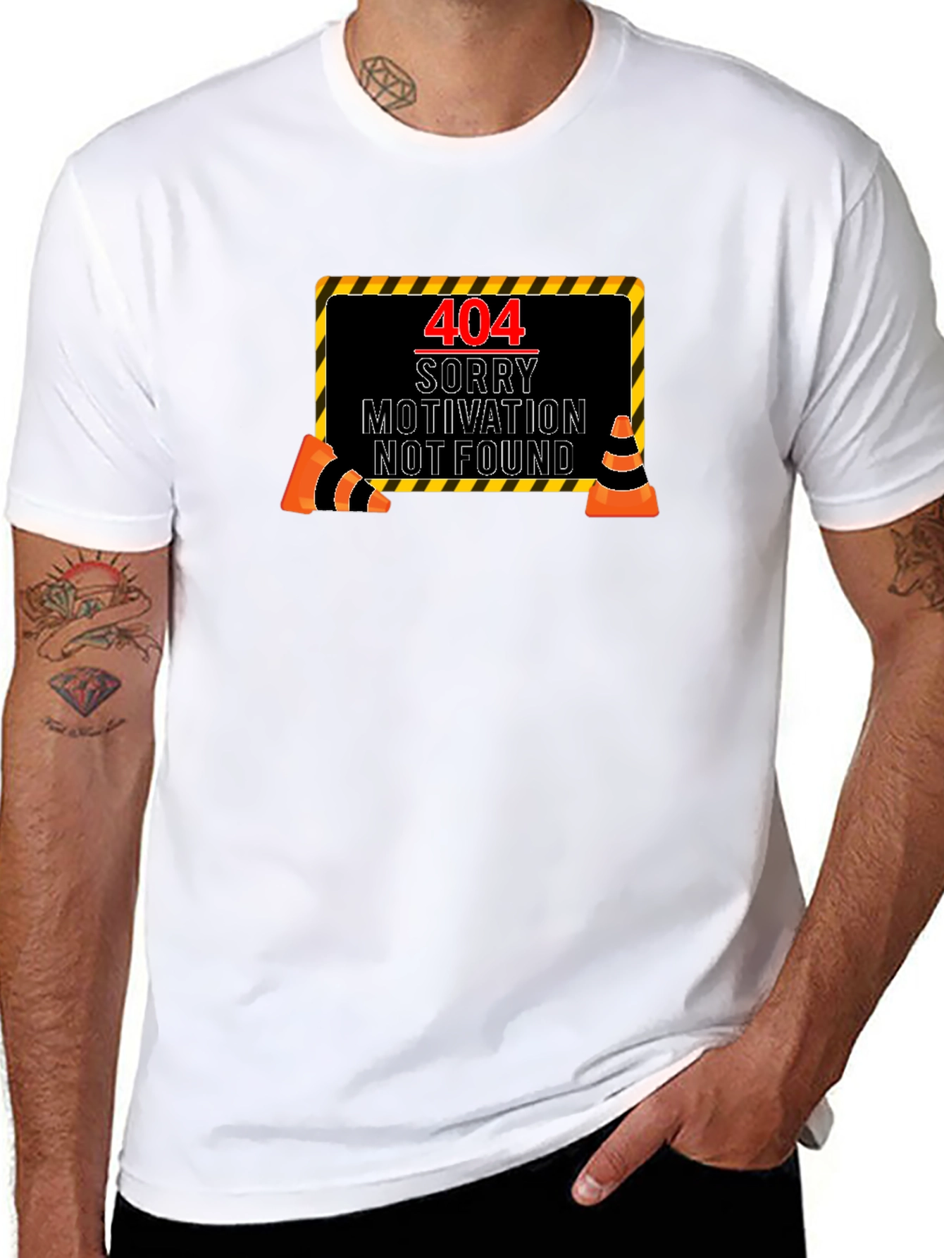 404 Motivation Not Found Black Graphic Tee