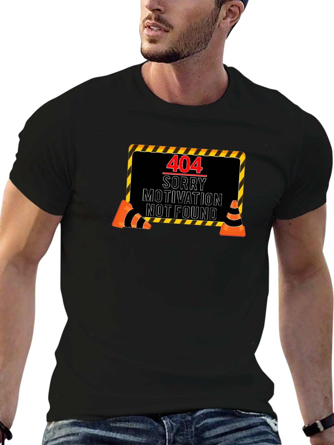 404 Motivation Not Found Black Graphic Tee