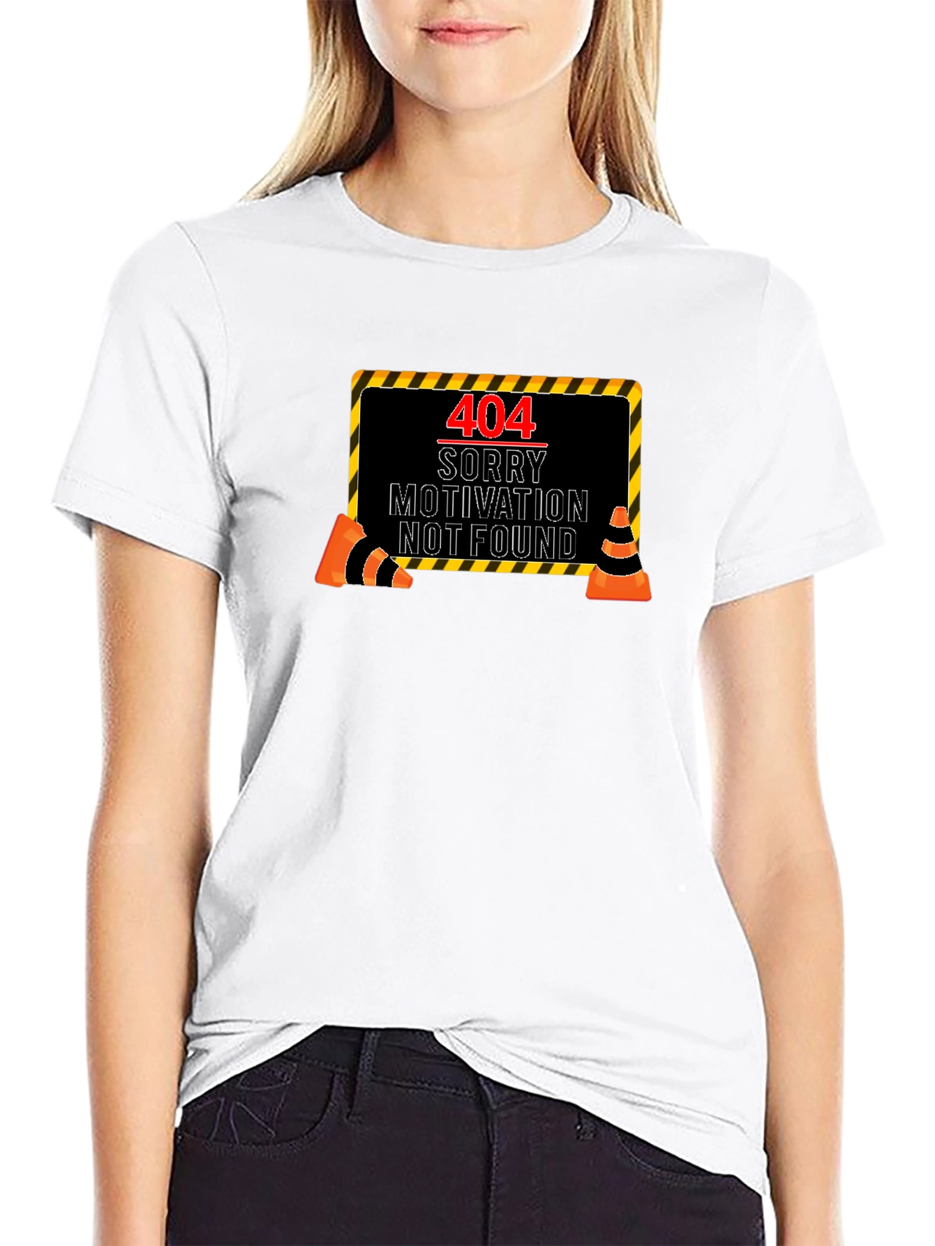 404 Motivation Not Found Black Graphic Tee
