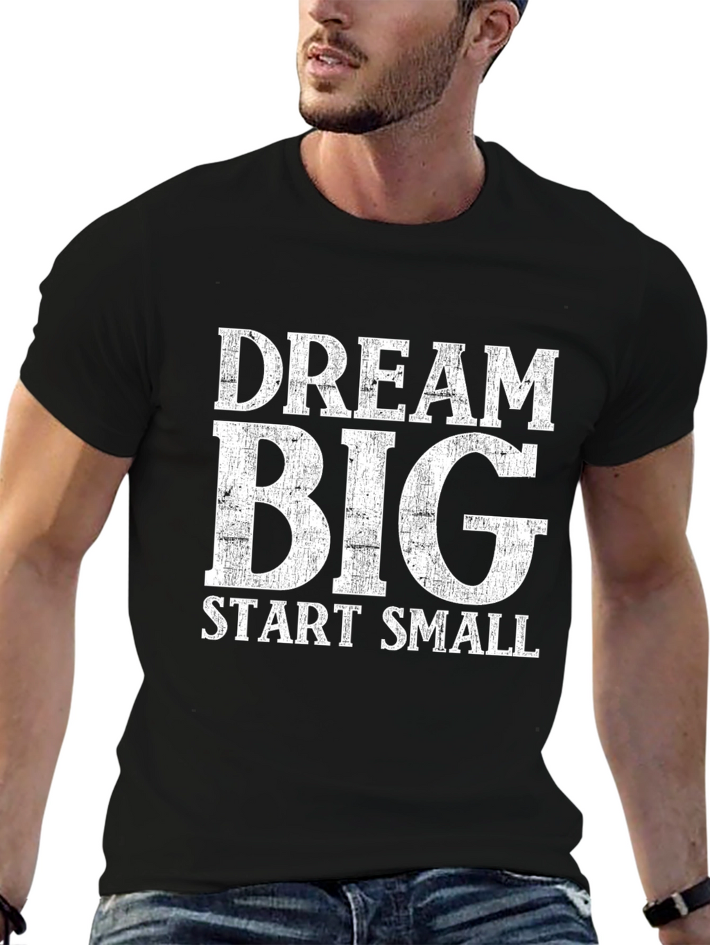 Dream Big Start Small Black Graphic T-Shirt