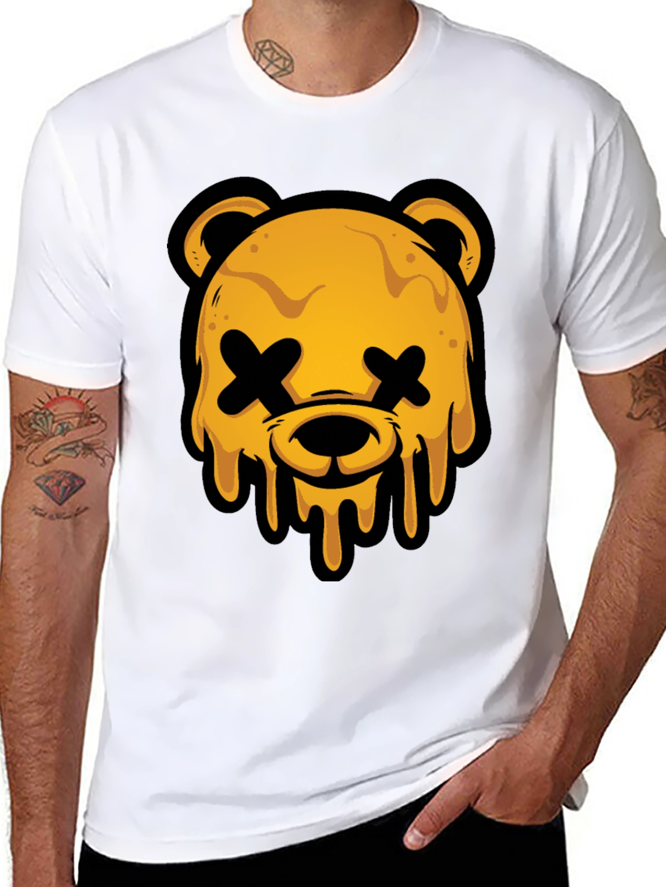 Edgy Graphic Tee - Dripping Bear Head