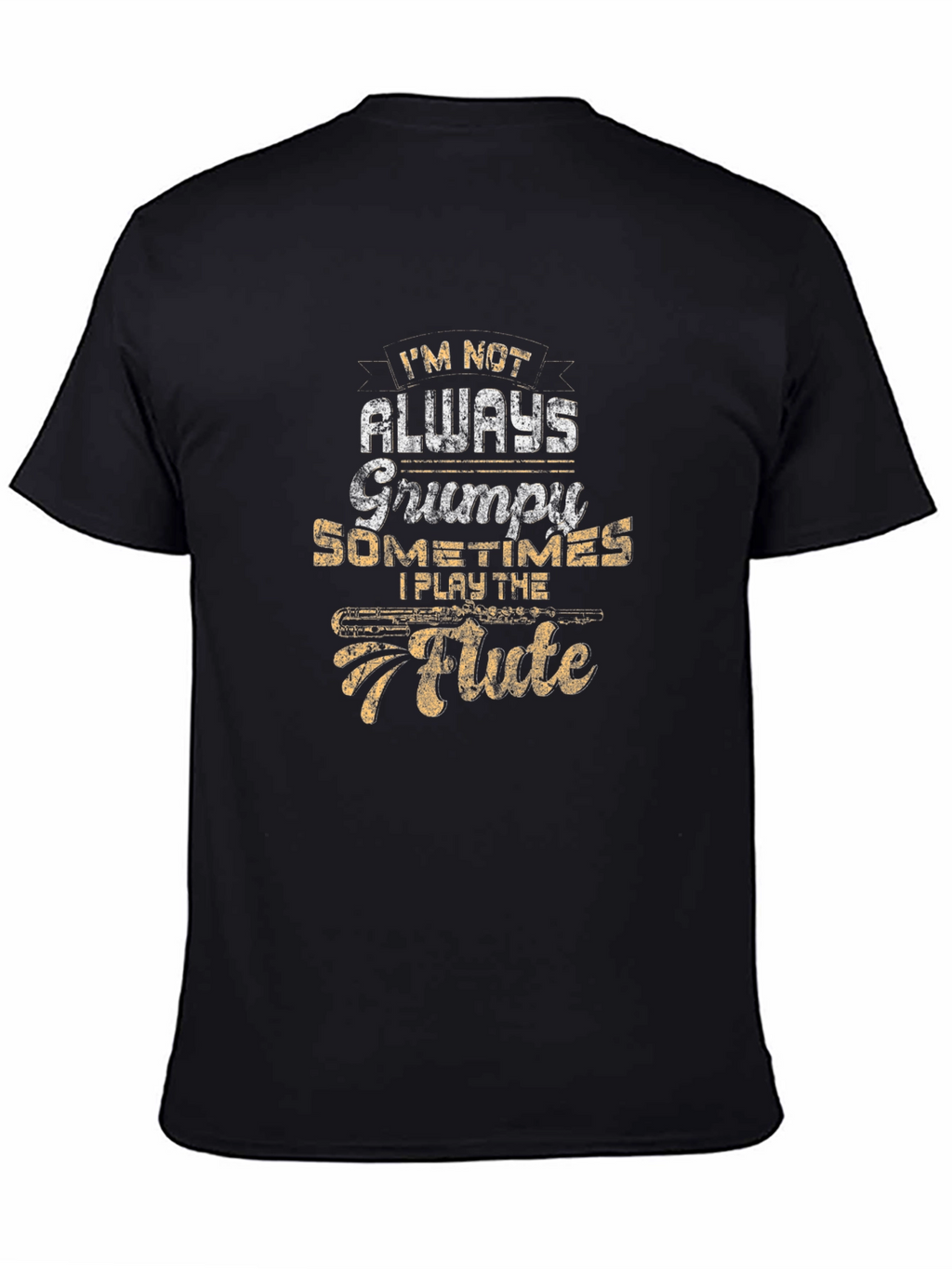 Grumpy Flute Player Black T-Shirt