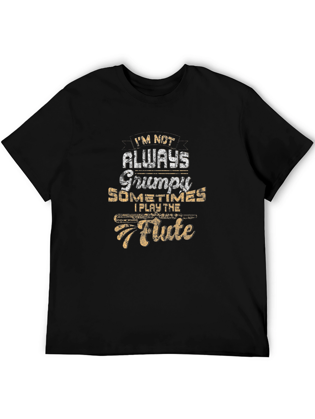 Grumpy Flute Player Black T-Shirt