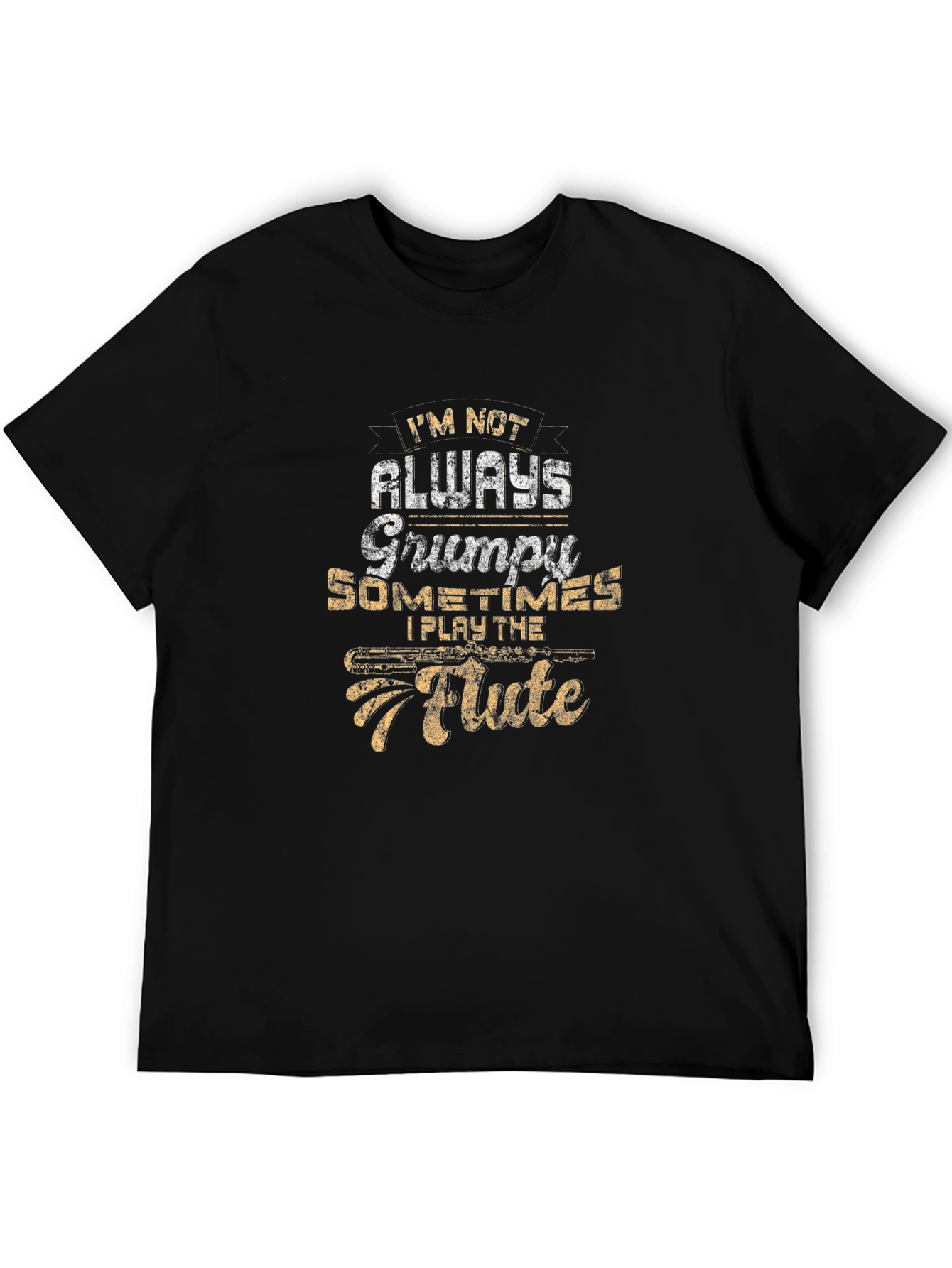 Grumpy Flute Player Black T-Shirt