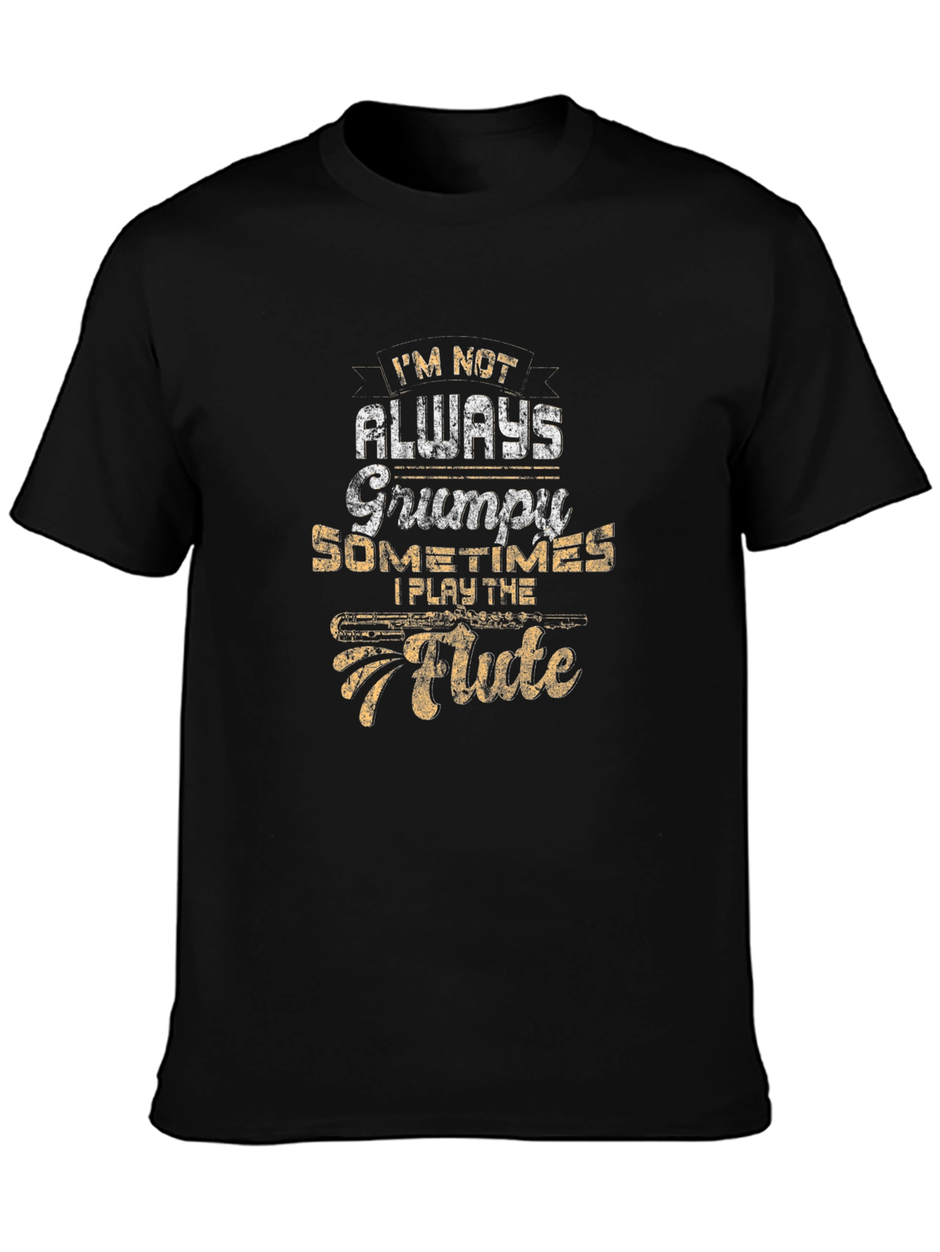 Grumpy Flute Player Black T-Shirt