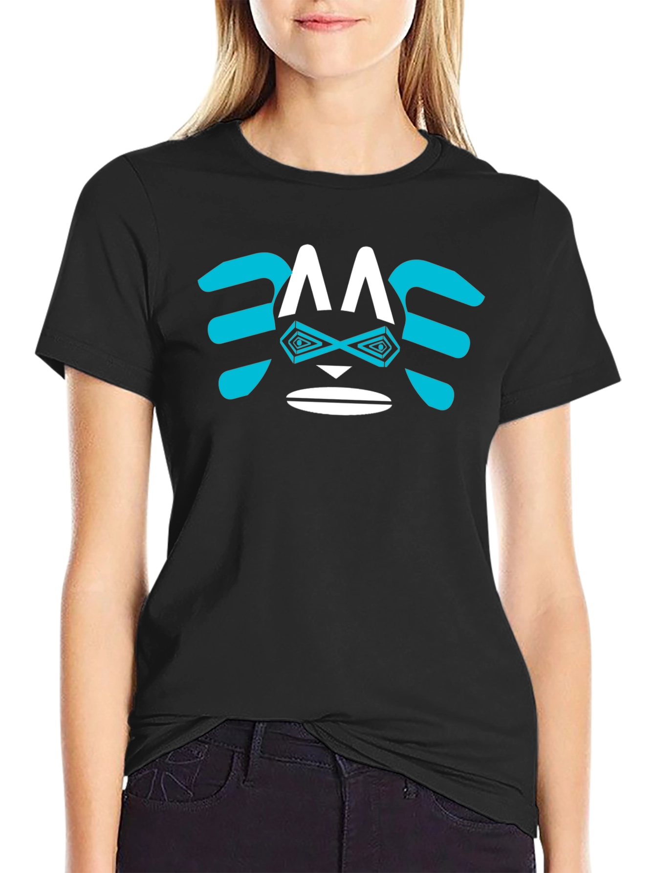 Abstract Face Graphic Tee - Trendy Casual Shirt