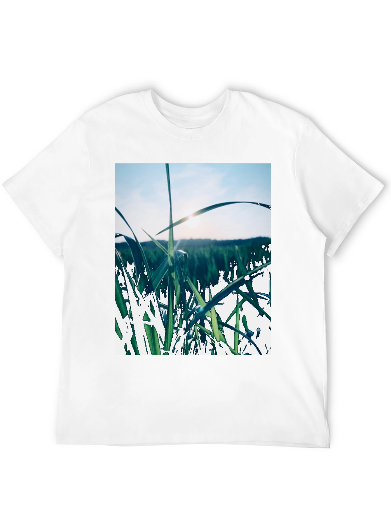 Grass Field Print Black T-Shirt