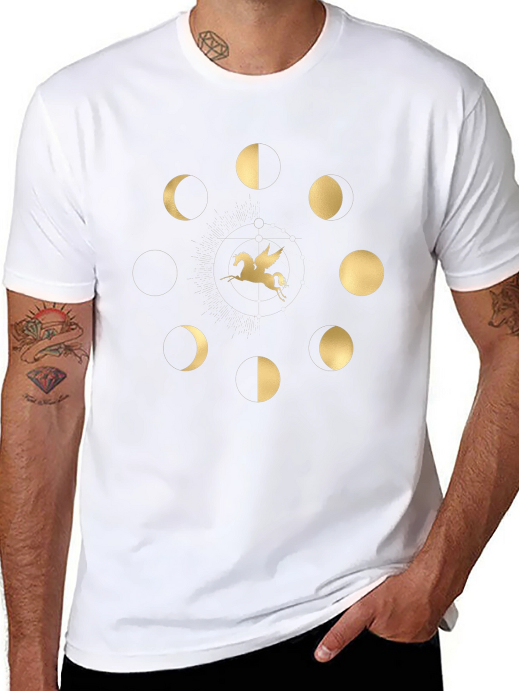Pegasus & Moon Phases Black T-Shirt