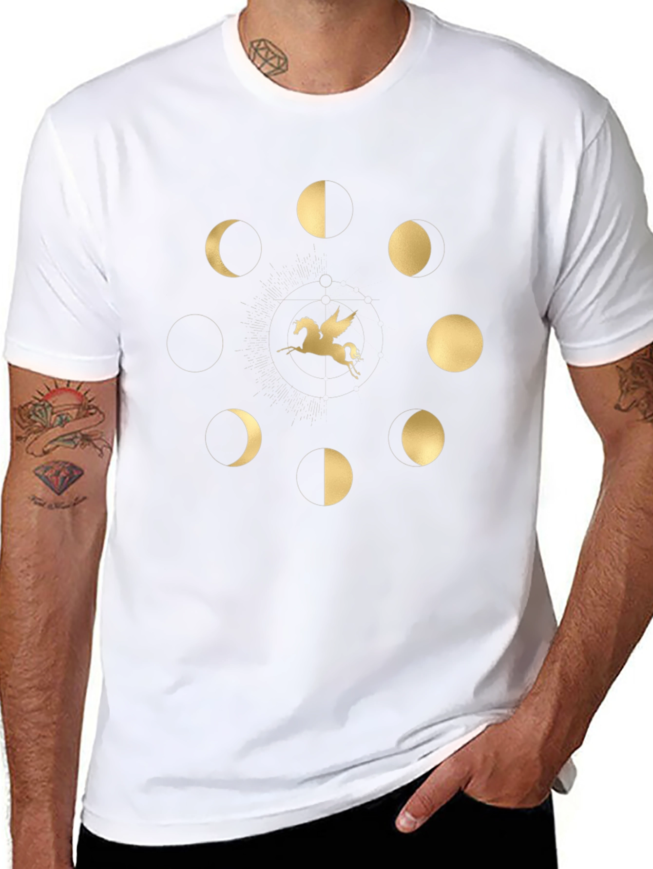 Pegasus & Moon Phases Black T-Shirt