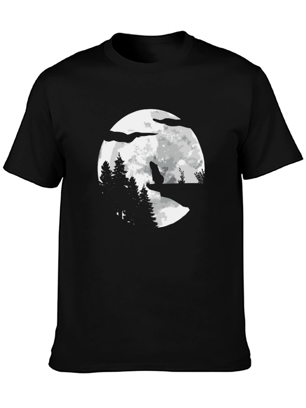 Wolf Moon Graphic T-Shirt - Black Cotton Tee