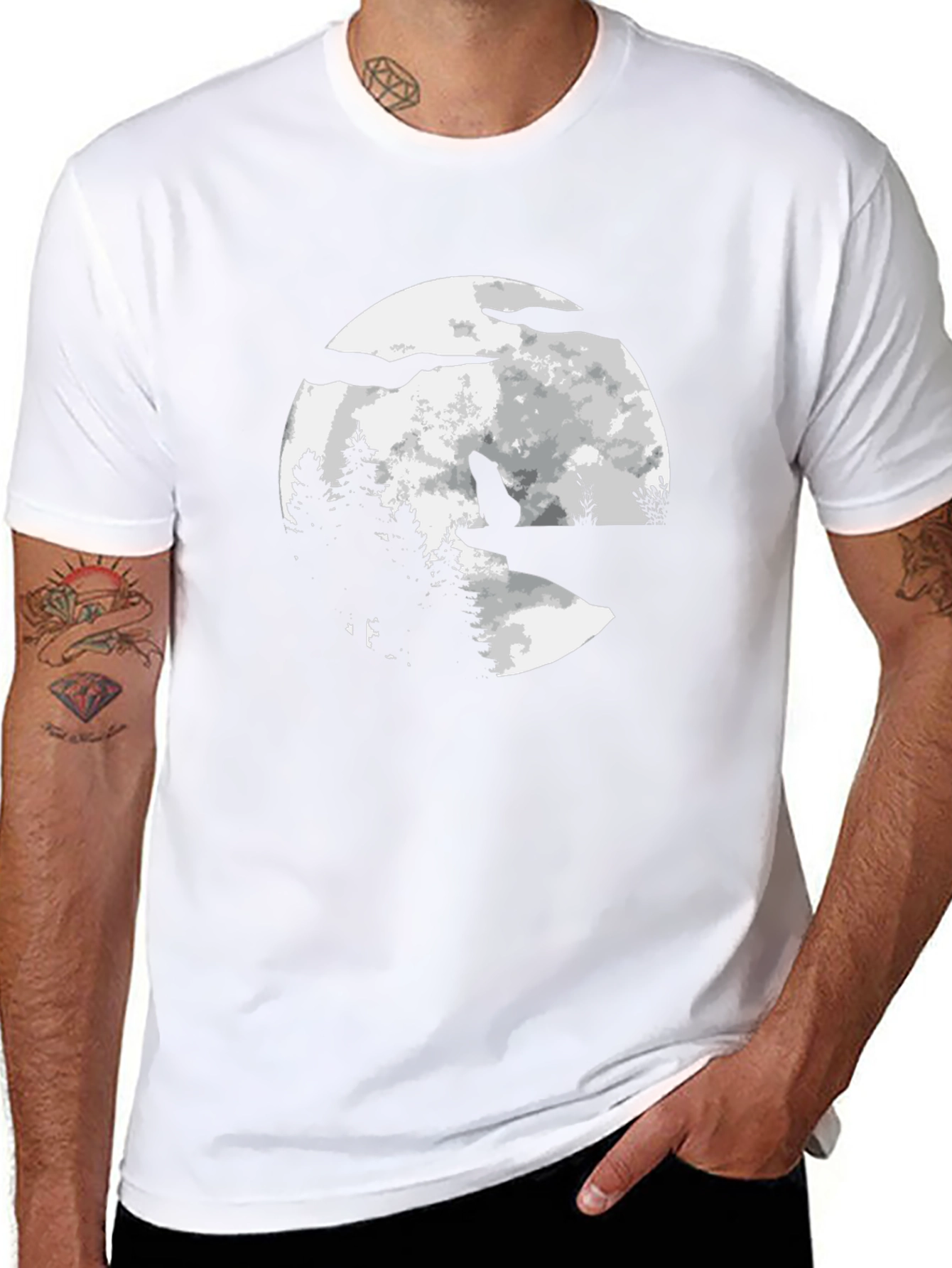 Wolf Moon Graphic T-Shirt - Black Cotton Tee
