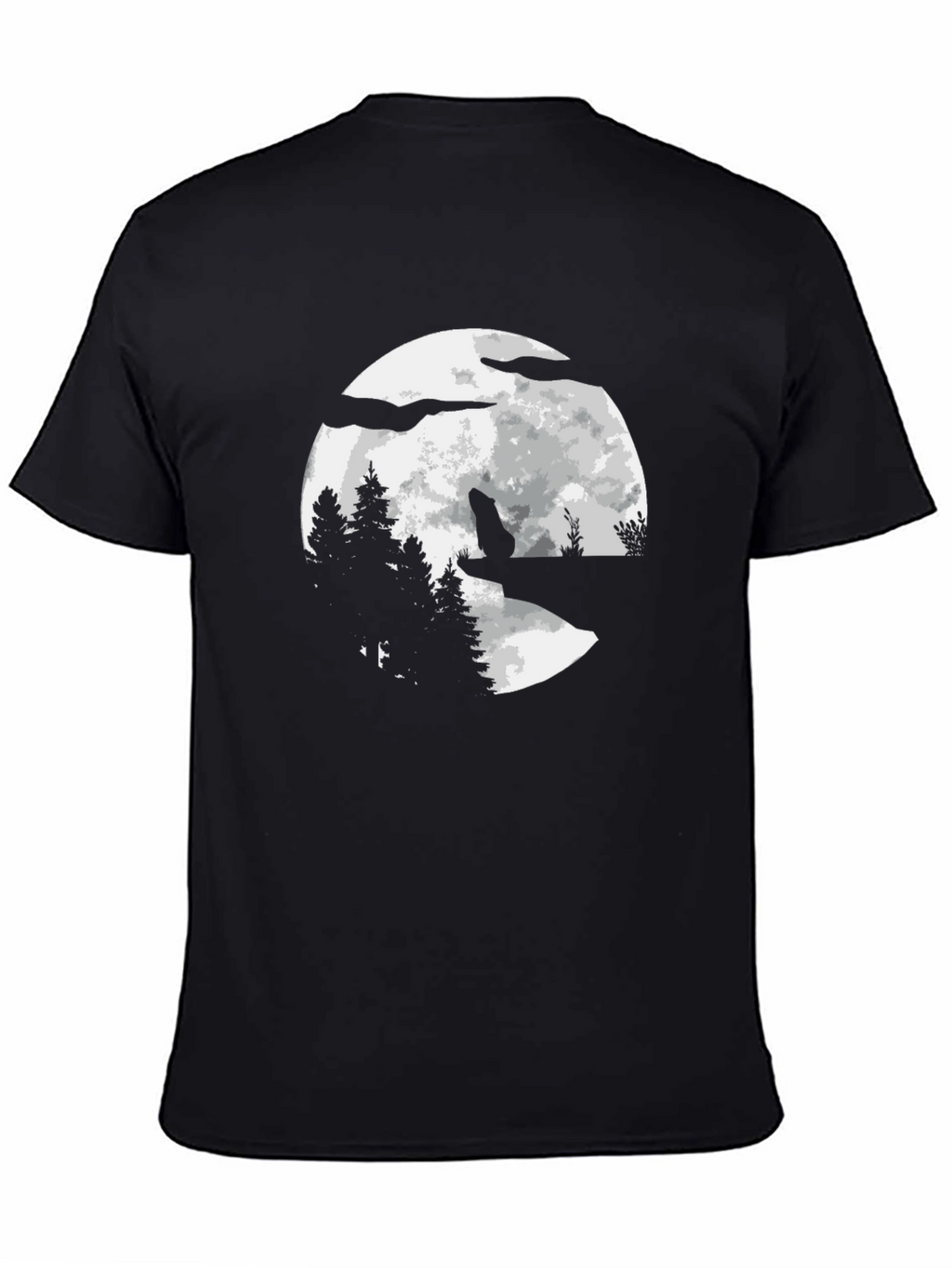 Wolf Moon Graphic T-Shirt - Black Cotton Tee