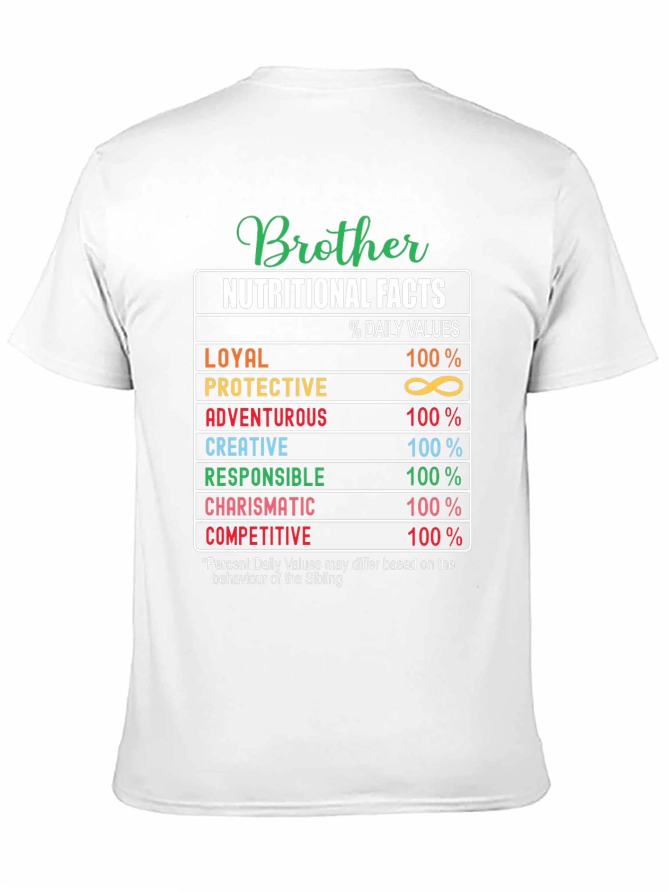 Brother Nutritional Facts Black Graphic T-Shirt