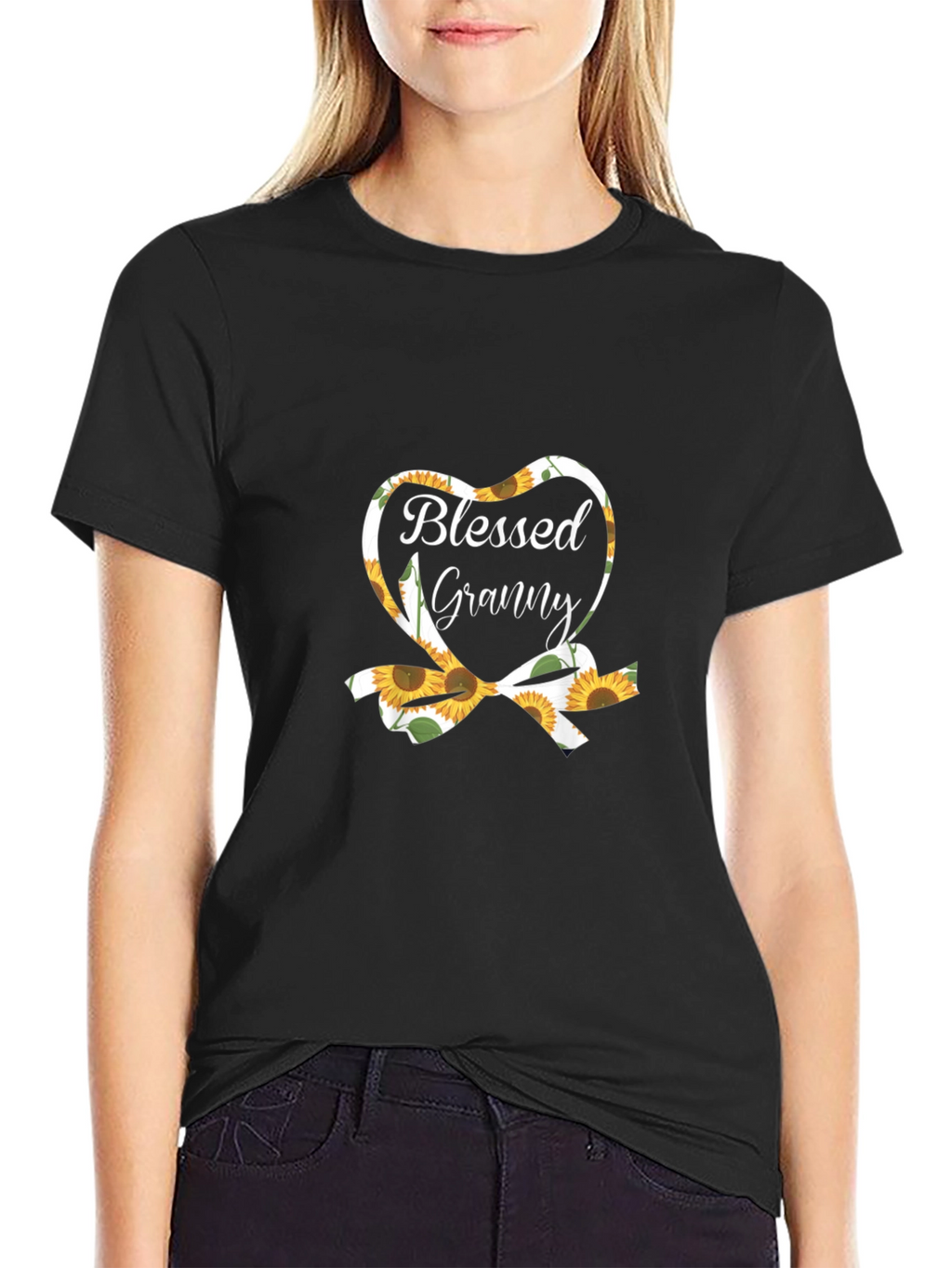 Blessed Granny Sunflower Heart Graphic Tee