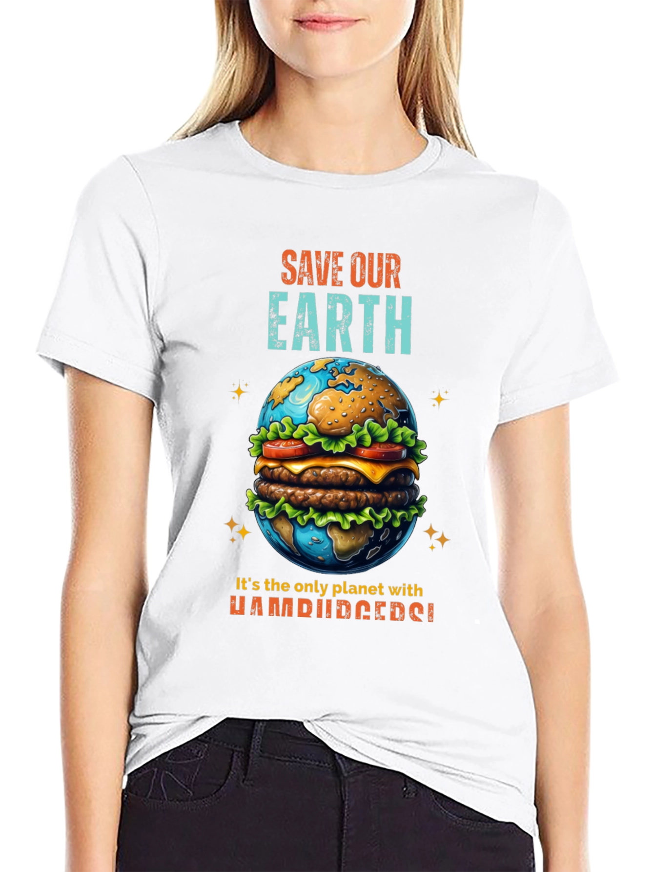 Save Our Earth Hamburger Planet T-Shirt