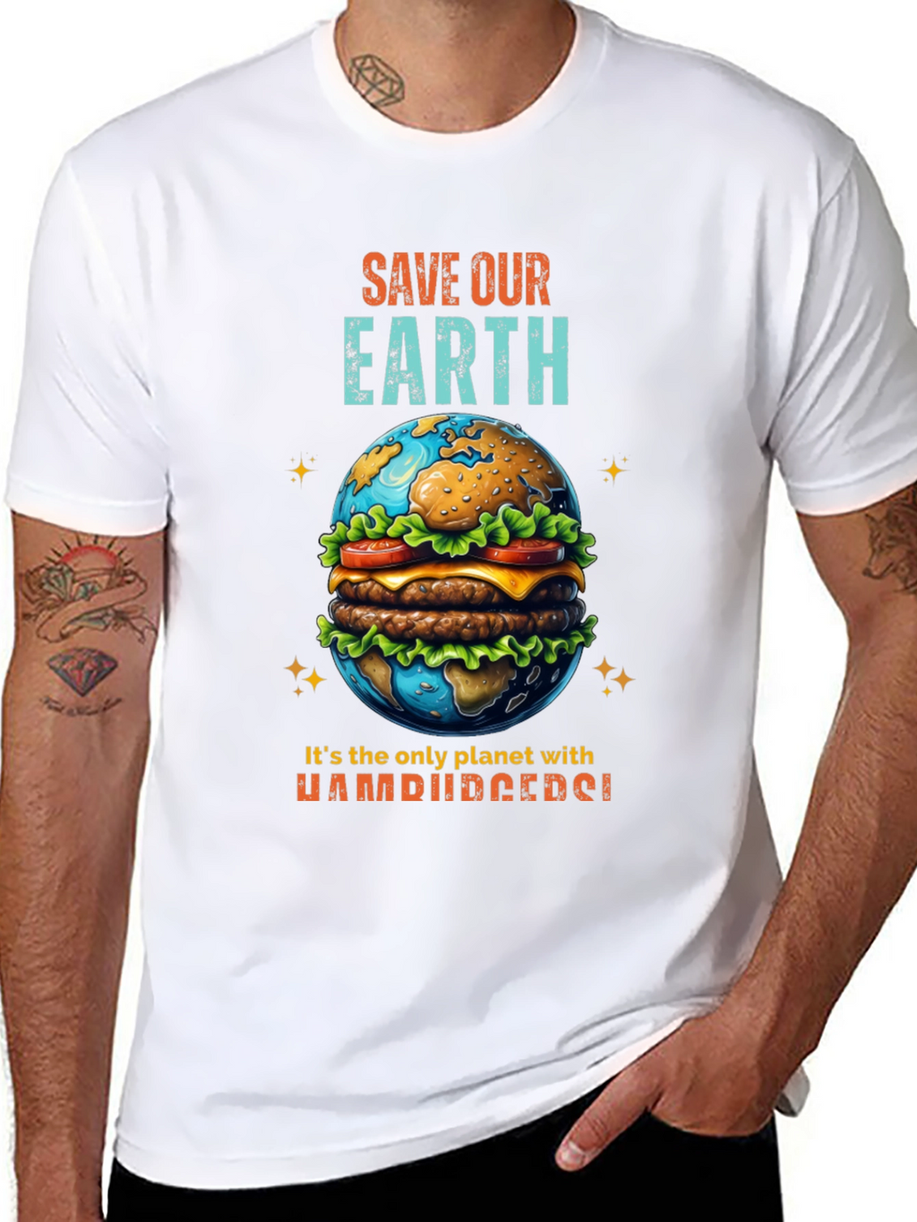 Save Our Earth Hamburger Planet T-Shirt