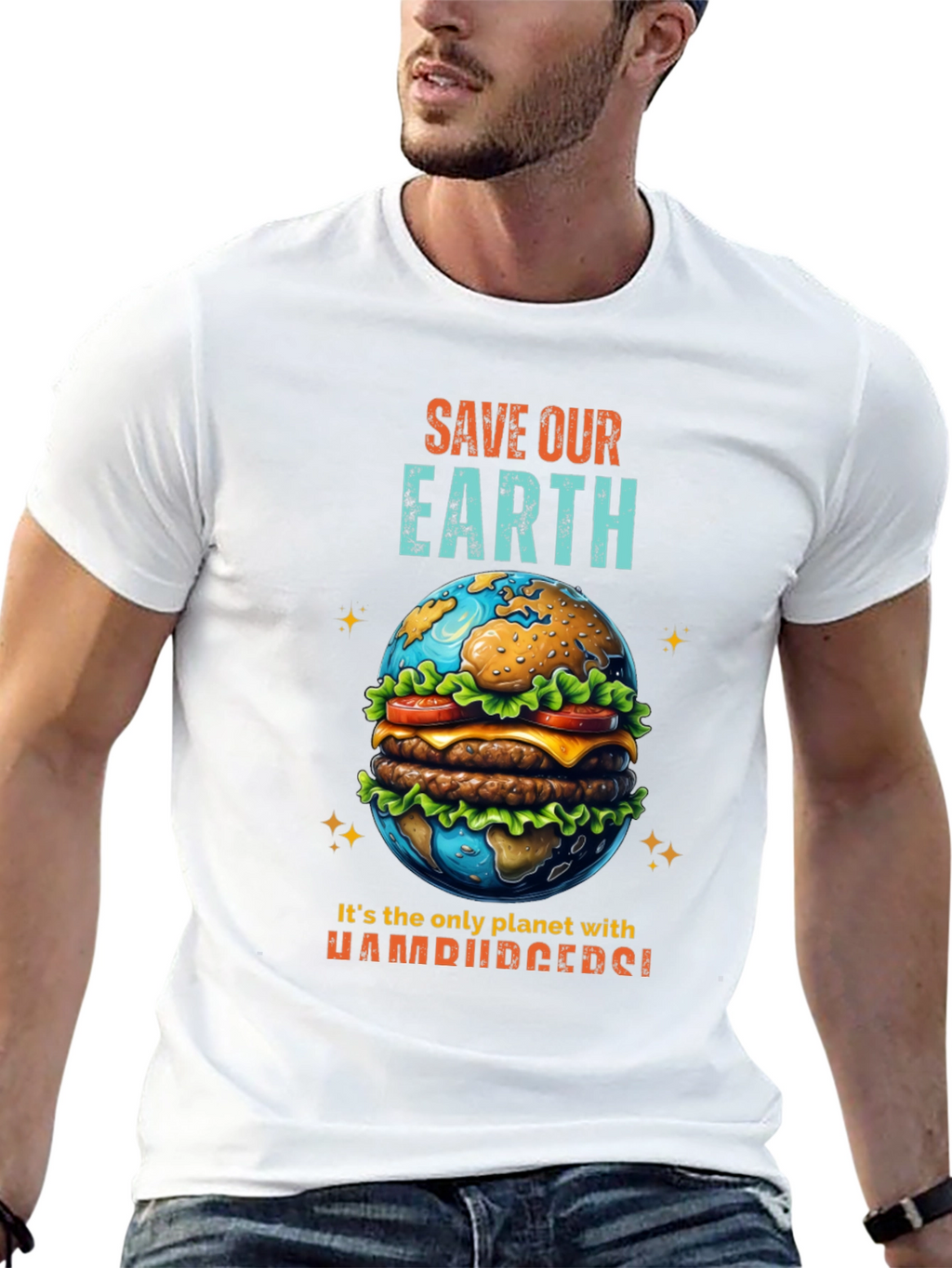 Save Our Earth Hamburger Planet T-Shirt