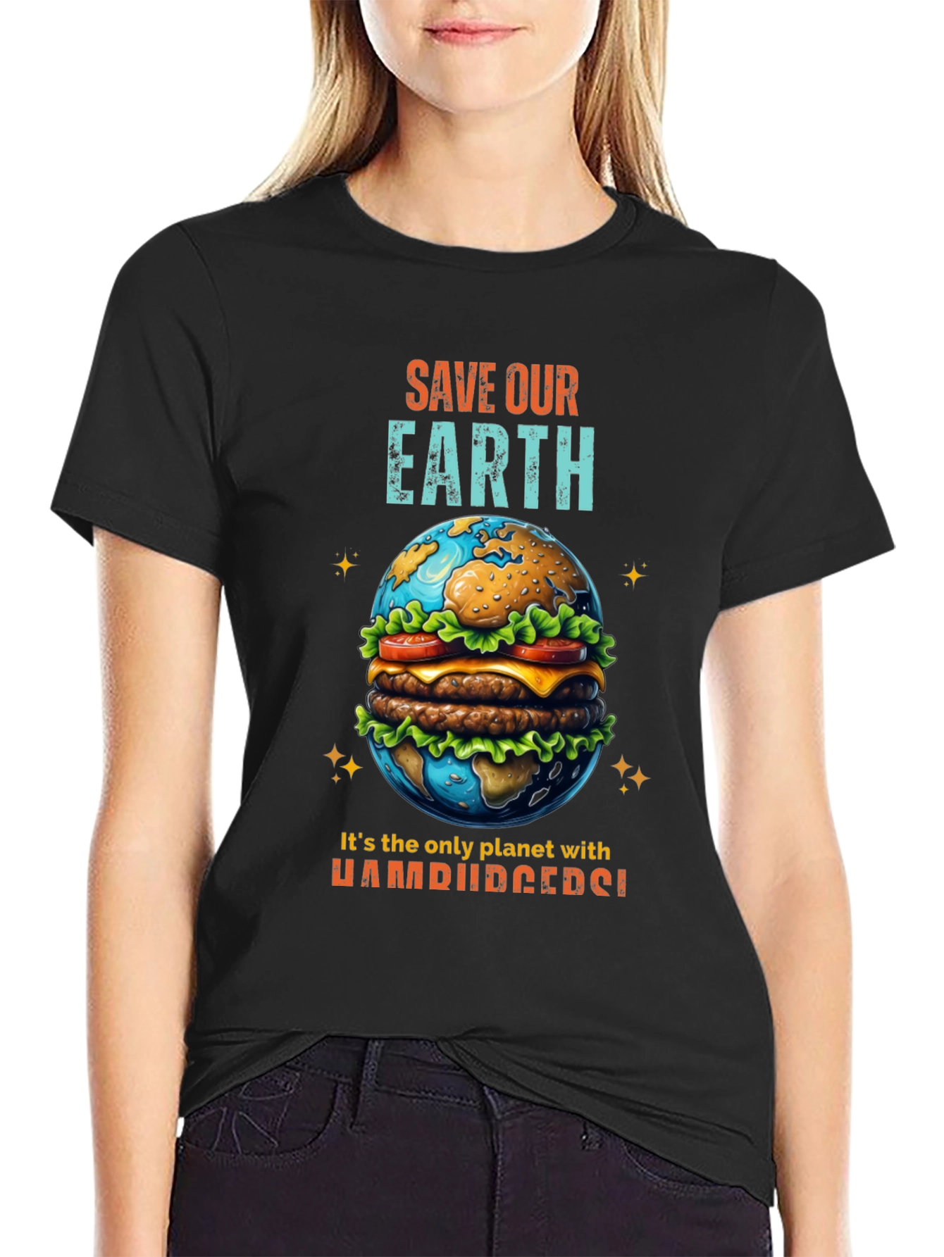 Save Our Earth Hamburger Planet T-Shirt