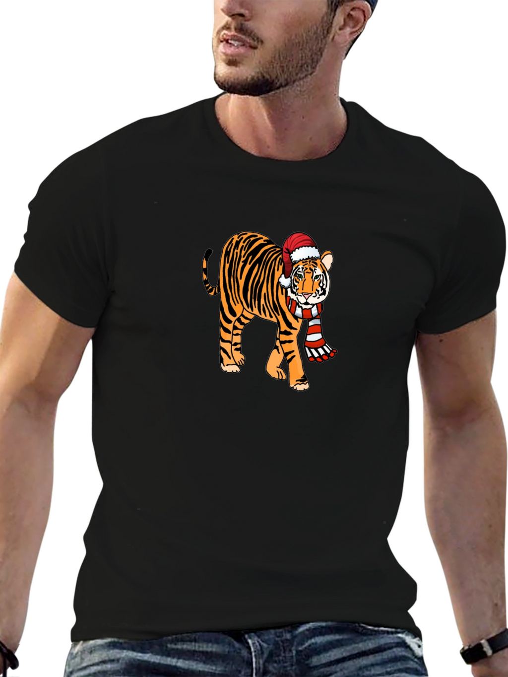 Festive Tiger Graphic Tee - Holiday Style!