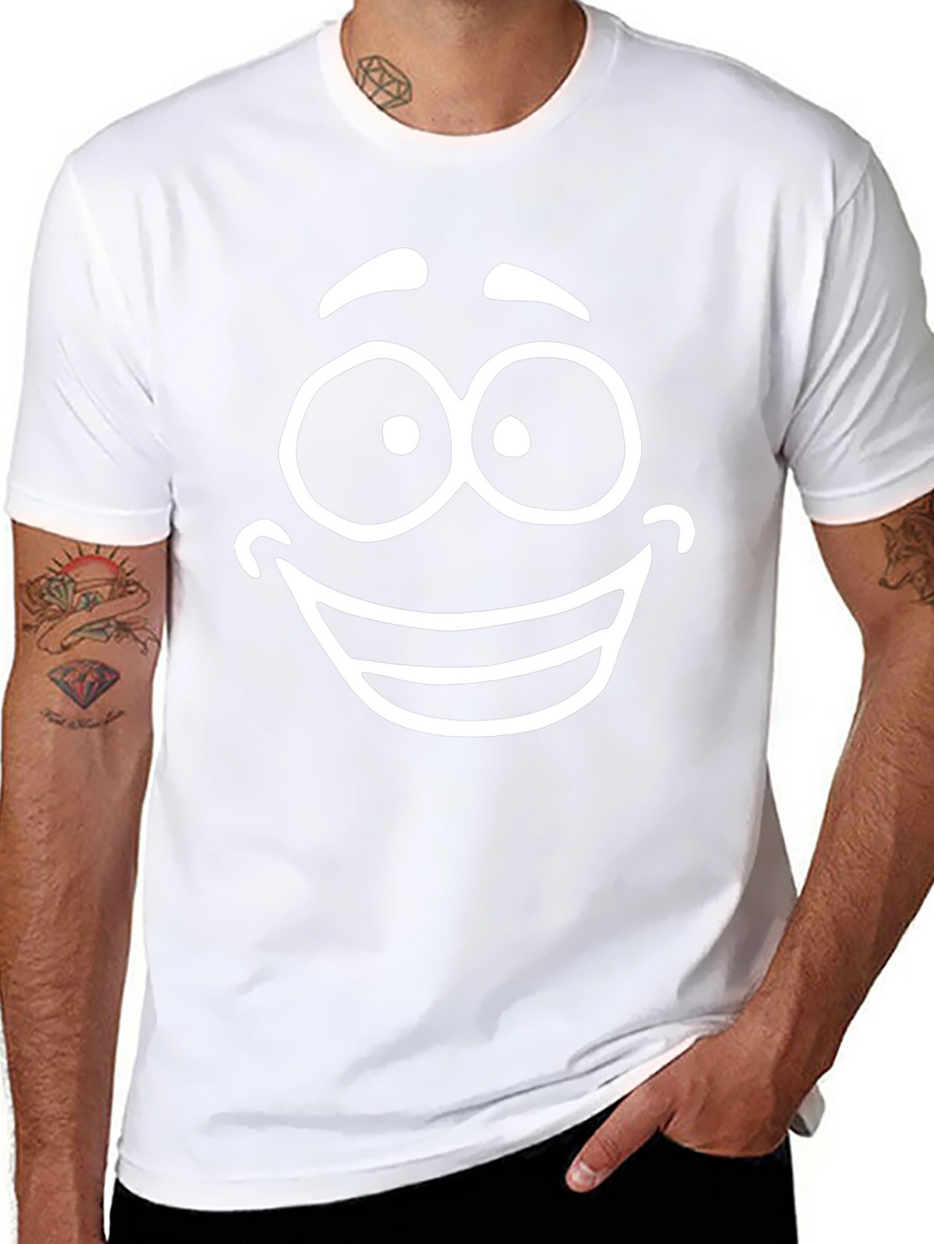 Smiling Face Graphic Tee - Classic Black Cotton