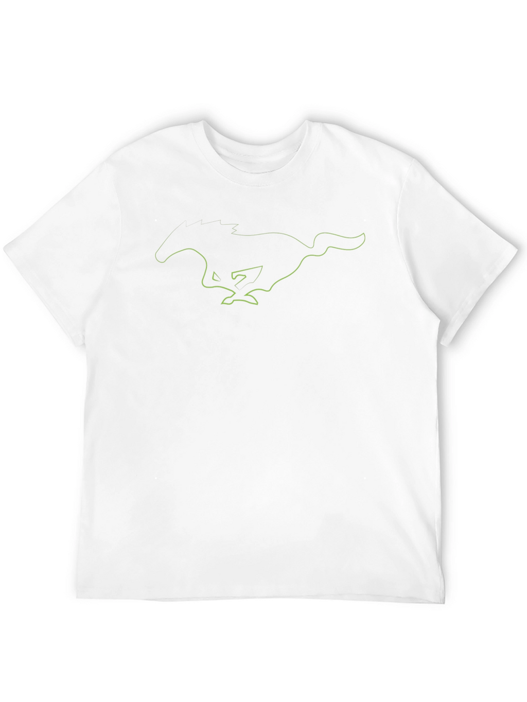 Mens Black T-Shirt with Green Mustang Graphic
