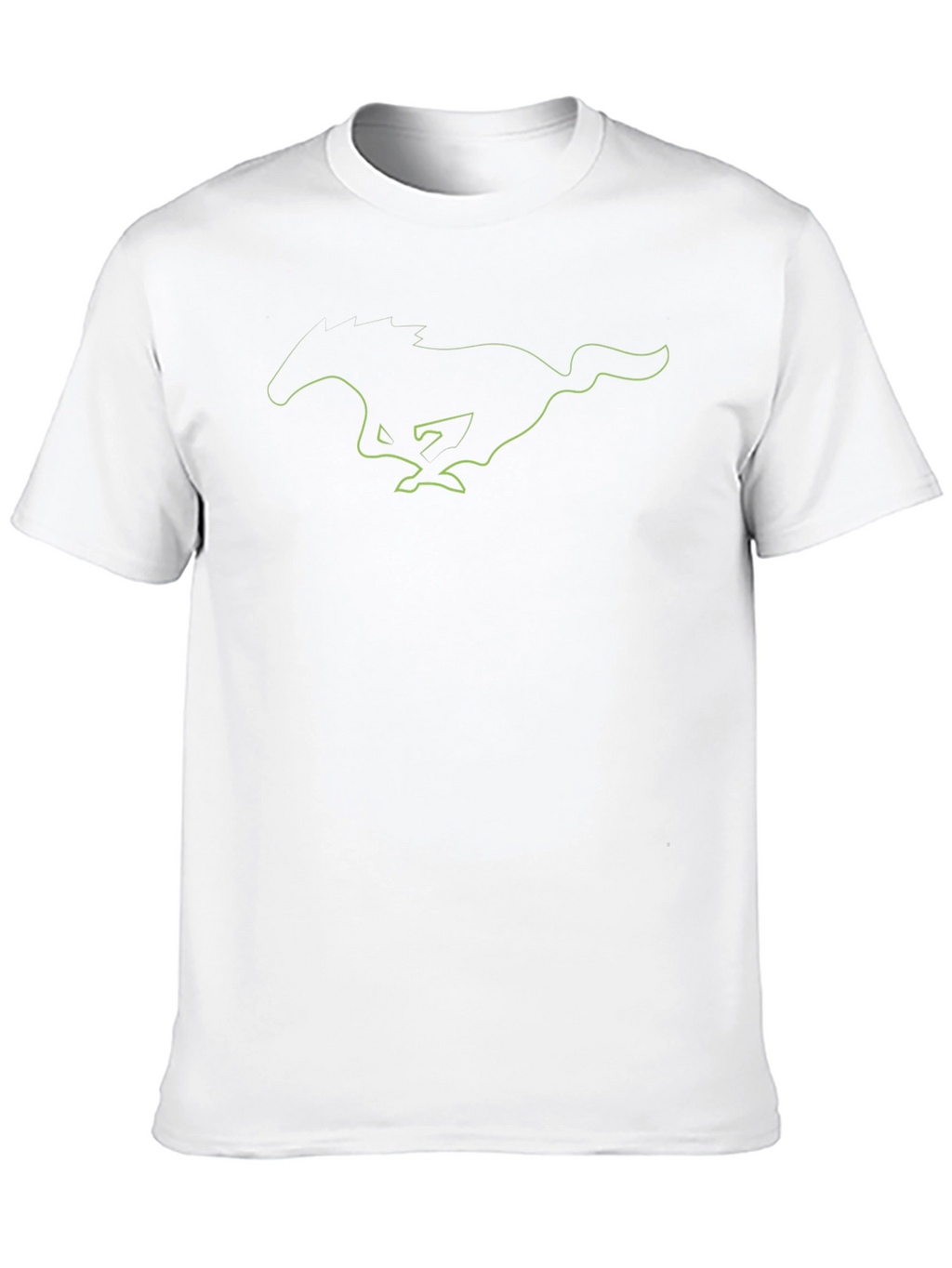 Mens Black T-Shirt with Green Mustang Graphic