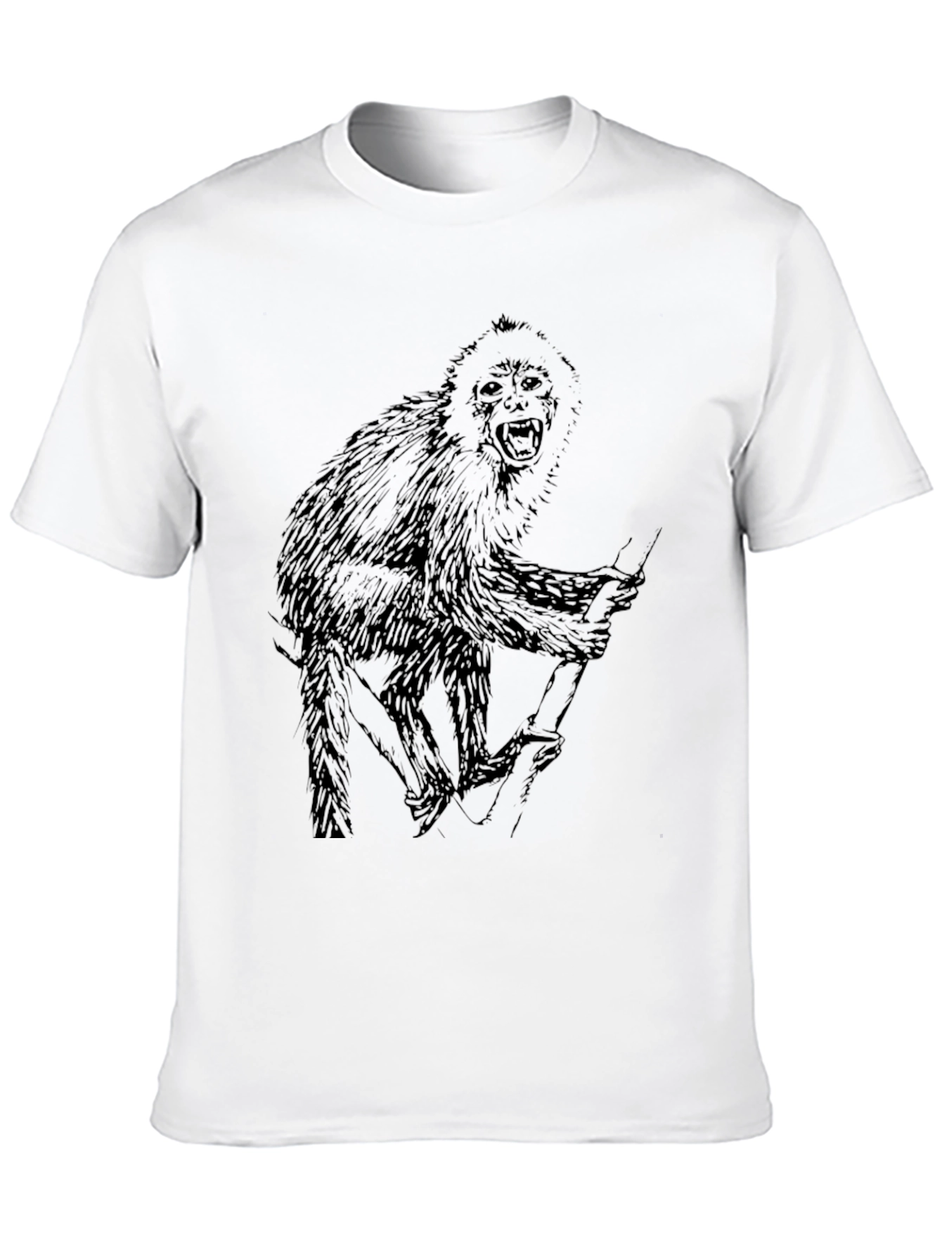 Monkey Graphic Black T-Shirt - Mens Crew Neck Tee