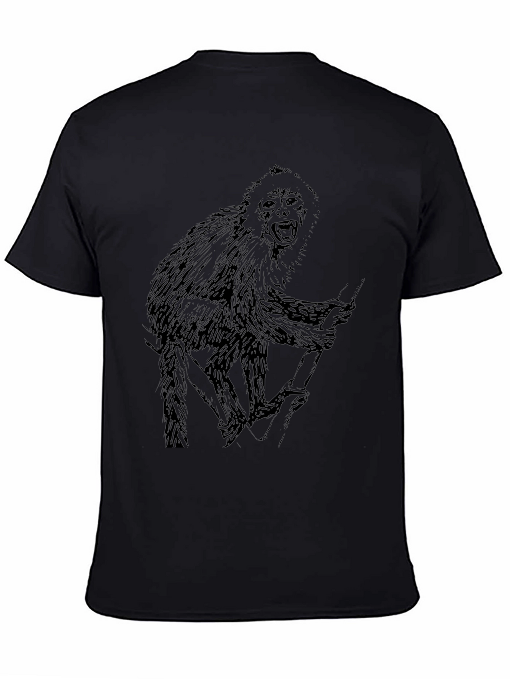 Monkey Graphic Black T-Shirt - Mens Crew Neck Tee