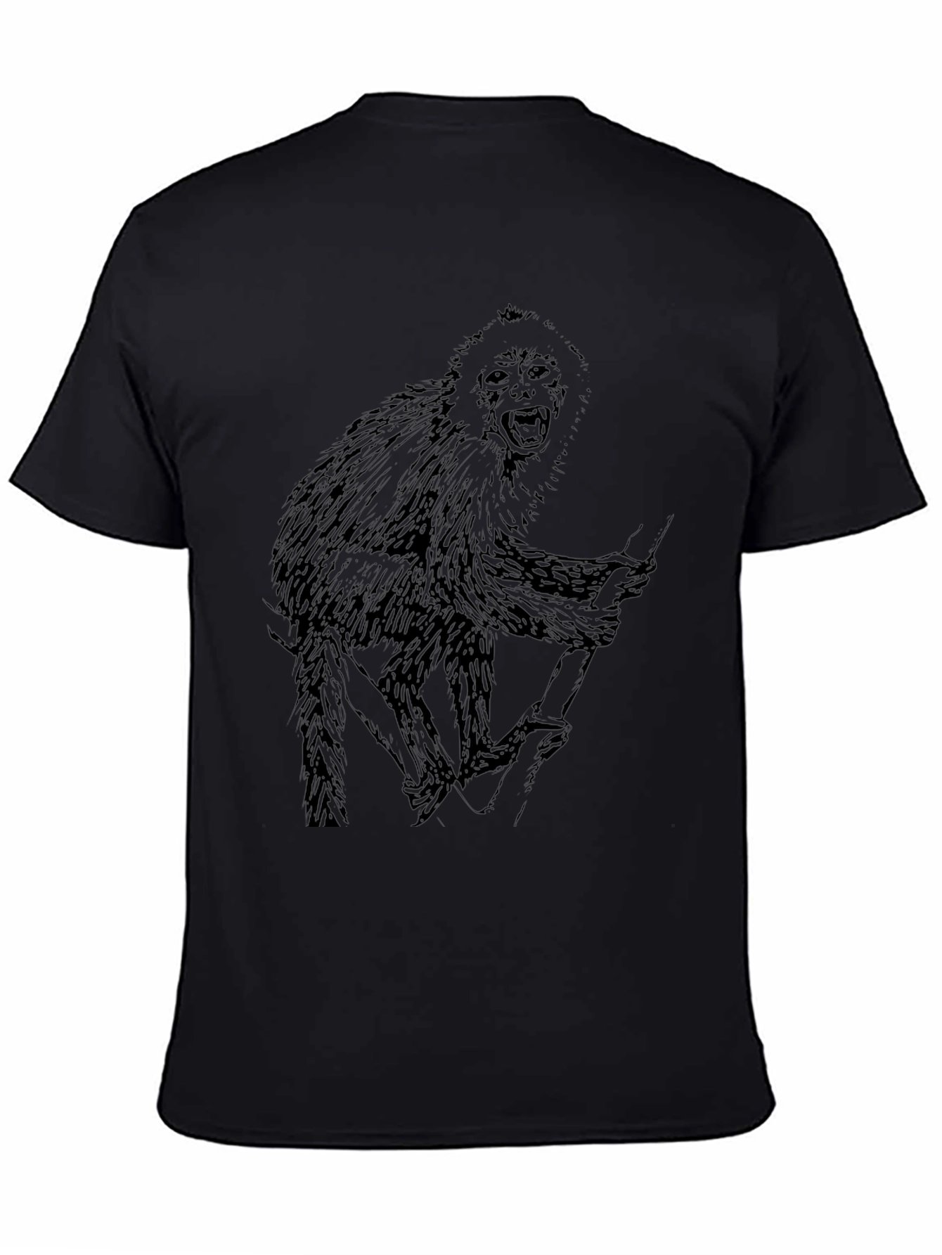 Monkey Graphic Black T-Shirt - Mens Crew Neck Tee