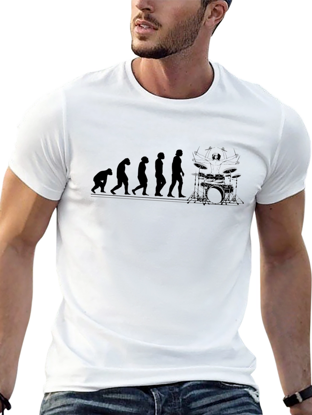 Evolution of Drummer T-Shirt - Black Crew Neck Tee