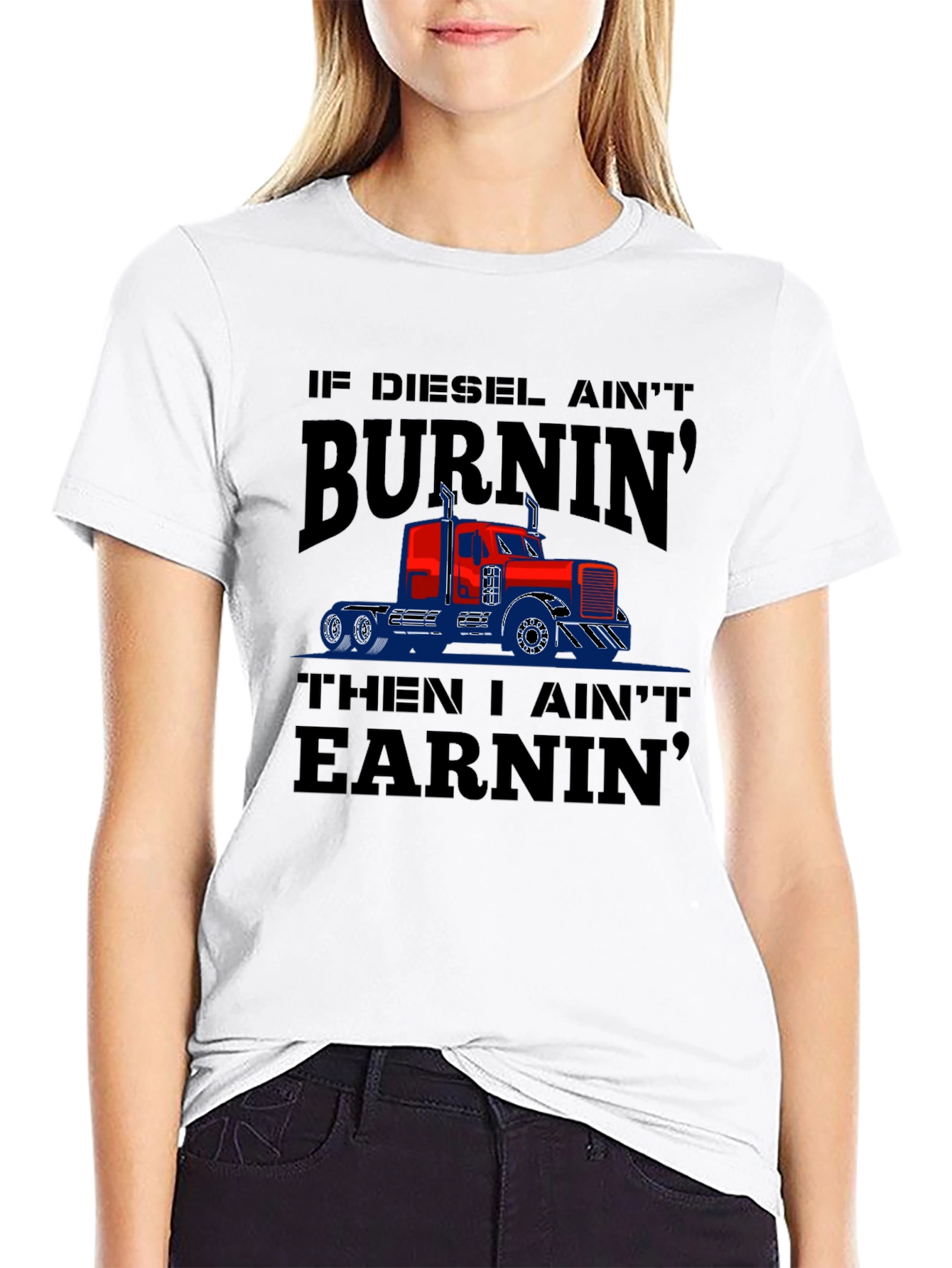 Diesel Burnin Trucker T-Shirt - Mens Black Tee