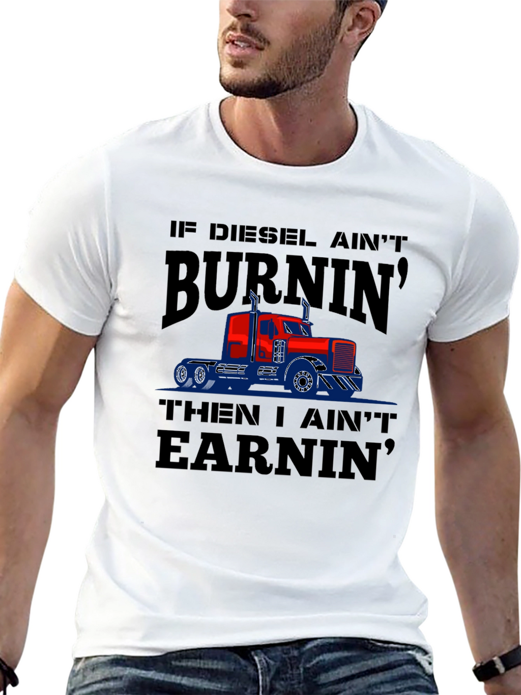 Diesel Burnin Trucker T-Shirt - Mens Black Tee