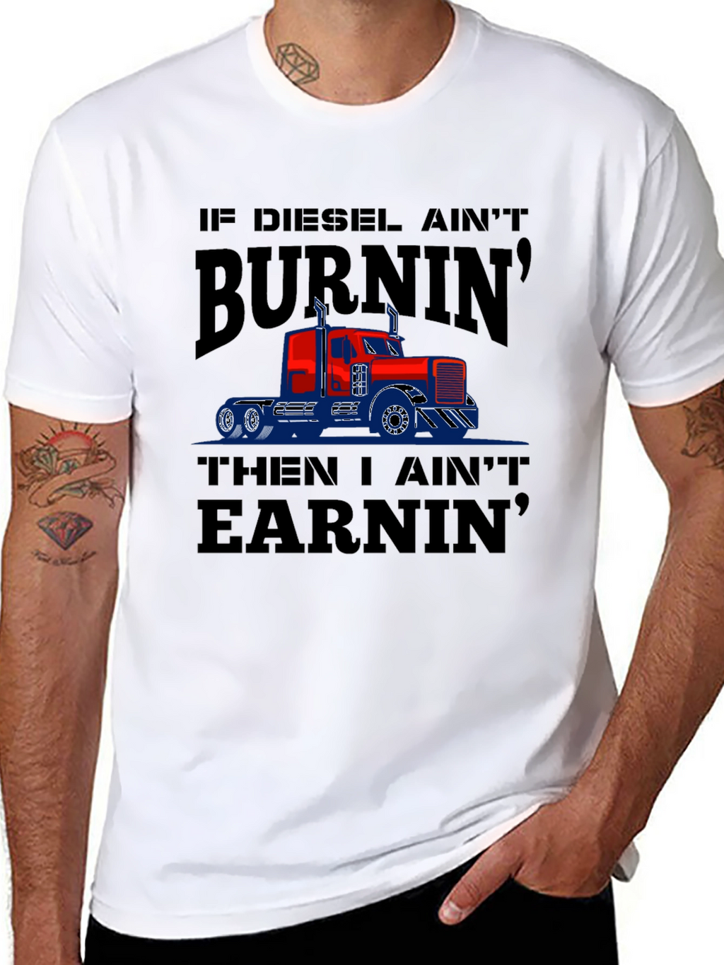 Diesel Burnin Trucker T-Shirt - Mens Black Tee