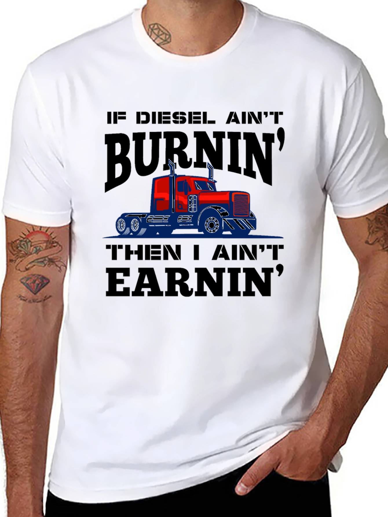Diesel Burnin Trucker T-Shirt - Mens Black Tee